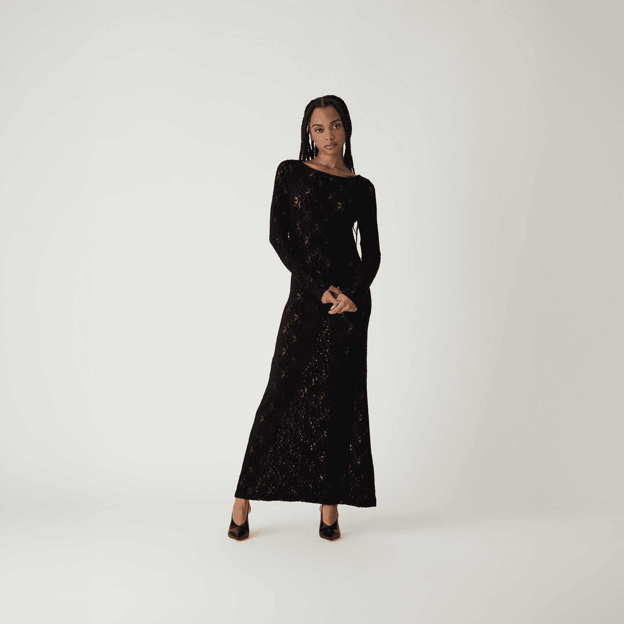 Kith Women Bailey Plush Lace Maxi Dress - Black — Image 5