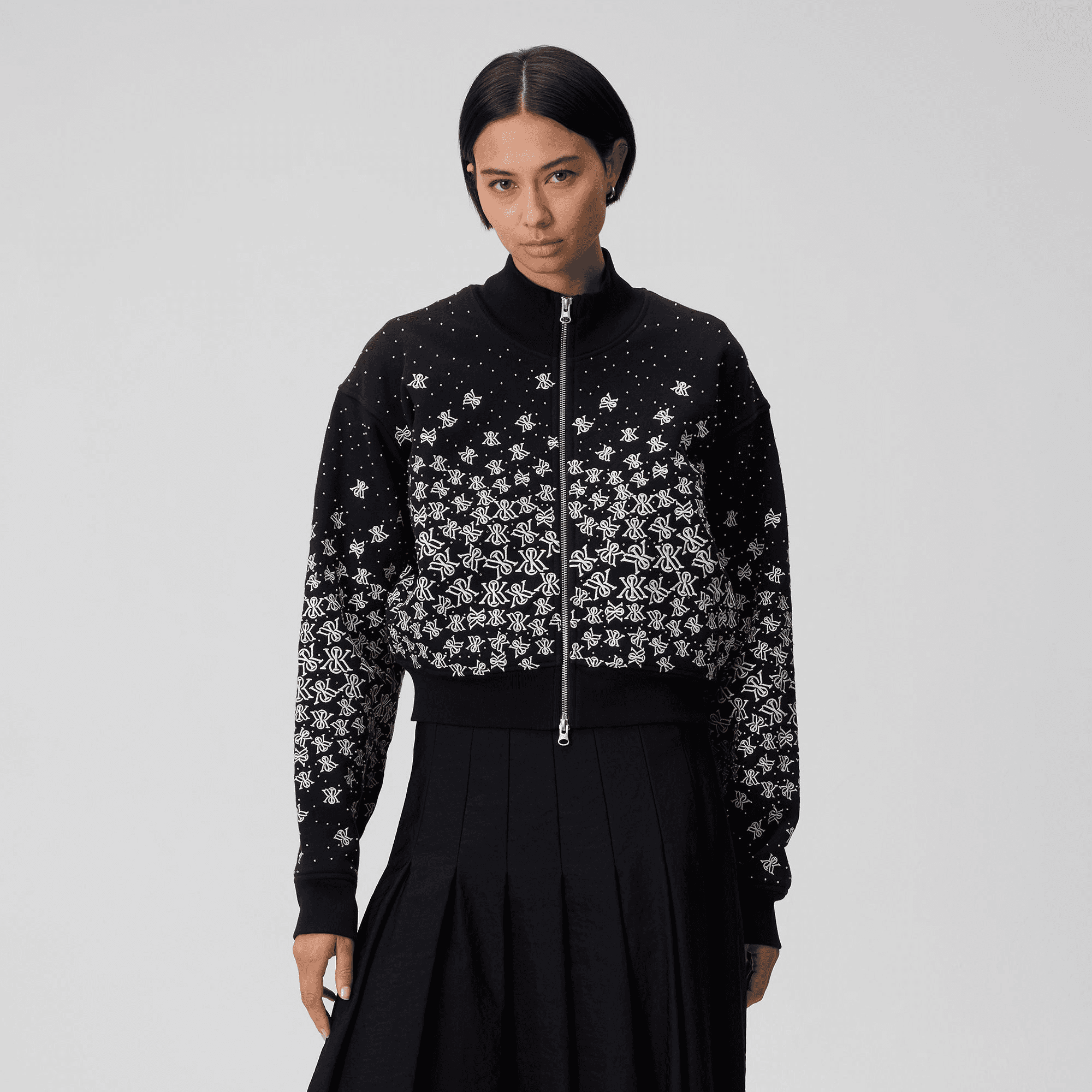 Kith Women Cropped Wyler Falling Crest Jacket - Black — Image 5