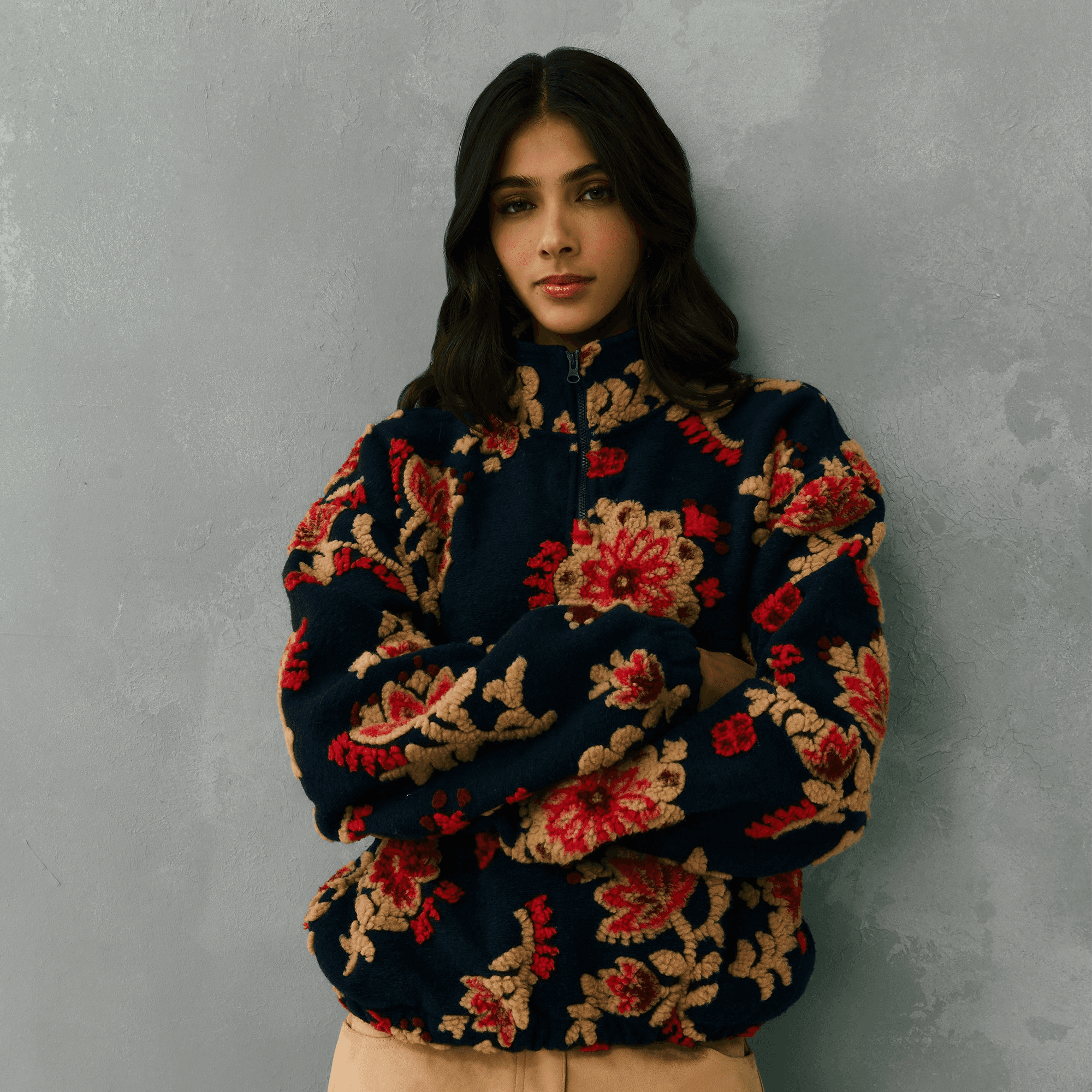 Kith Women Hunter III Paisley Sherpa 1/4 Zip - Nocturnal — Image 4