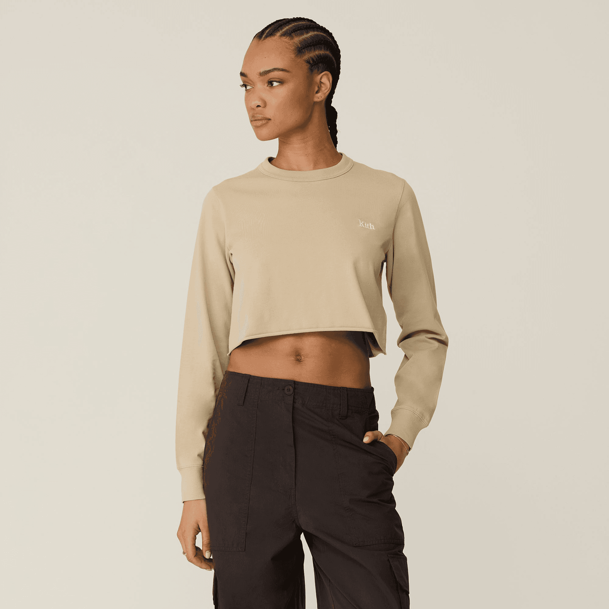 Kith Women Lucy Cropped Long Sleeve II Tee - Bare — Image 4