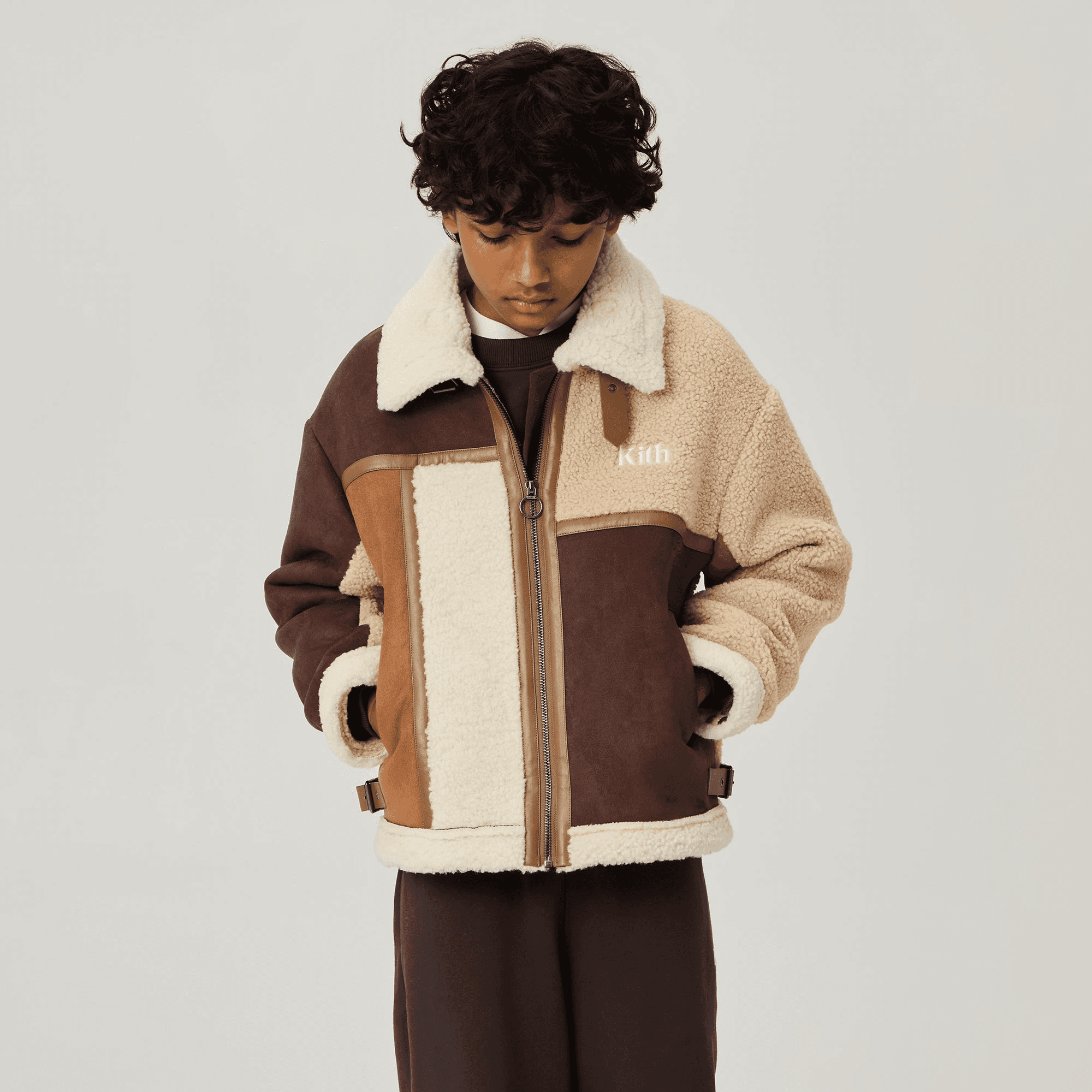 Kith Kids Clarke Color-Block Faux Shearling Jacket - Parchment — Image 6