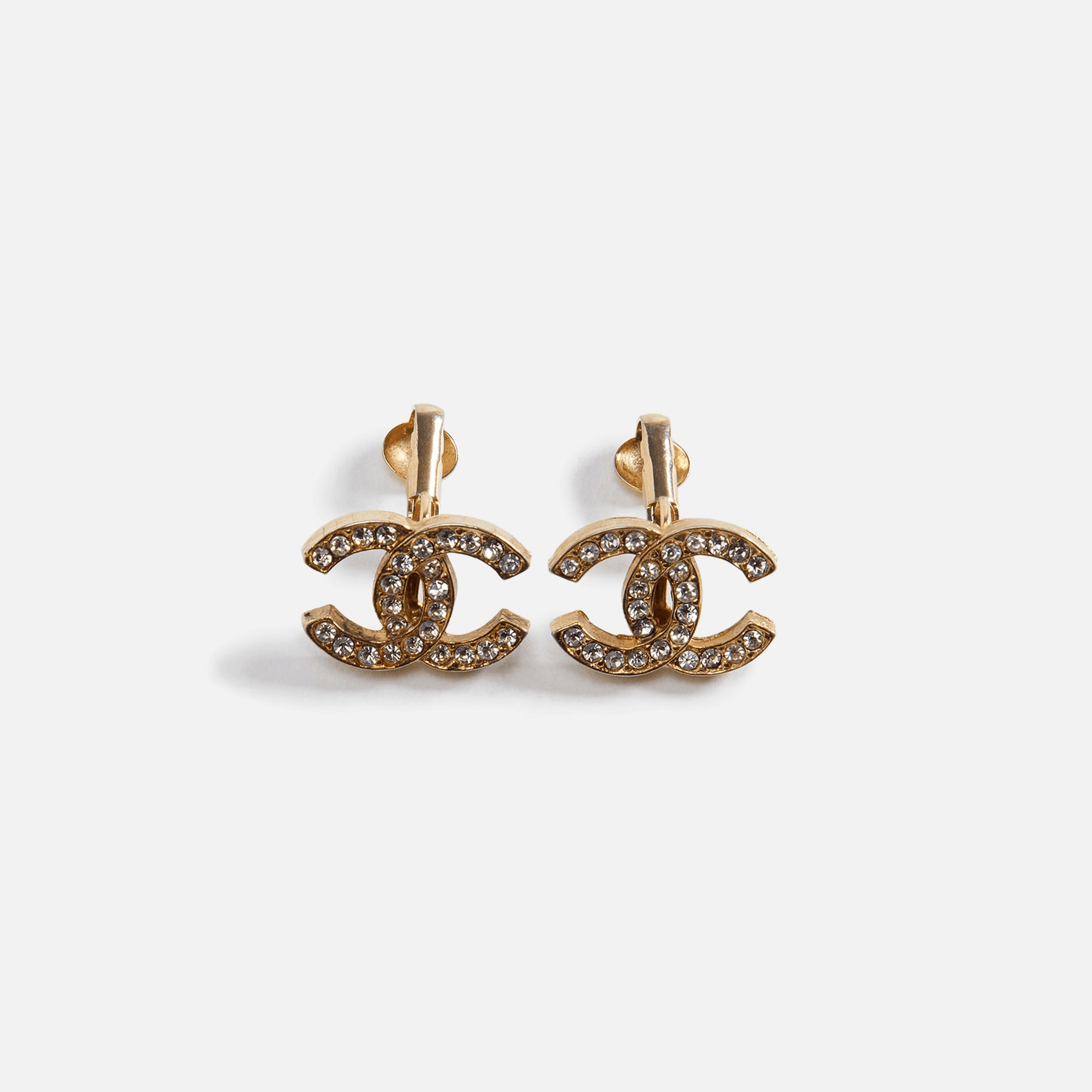 WGACA Chanel Crystal CC Earrings - Gold