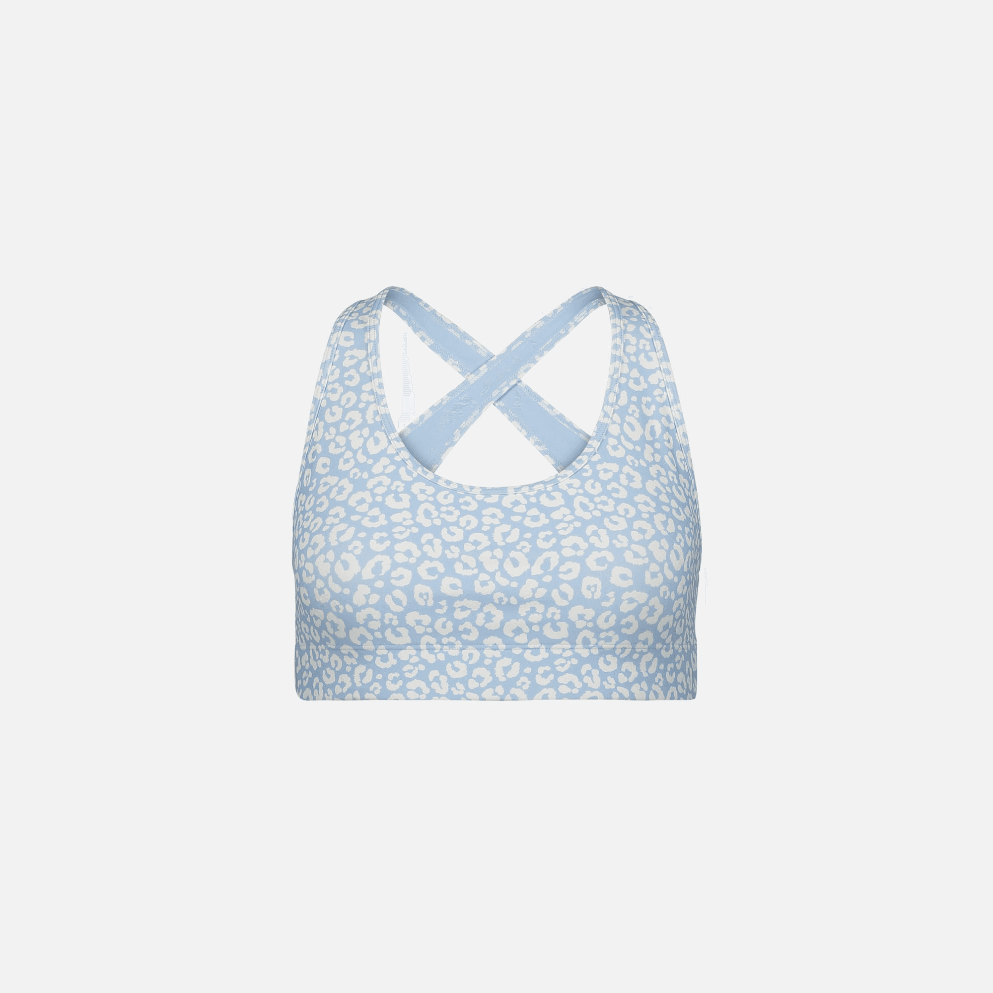 Adam Selman Cross Back Bra - Powder Blue / Mini Leopard
