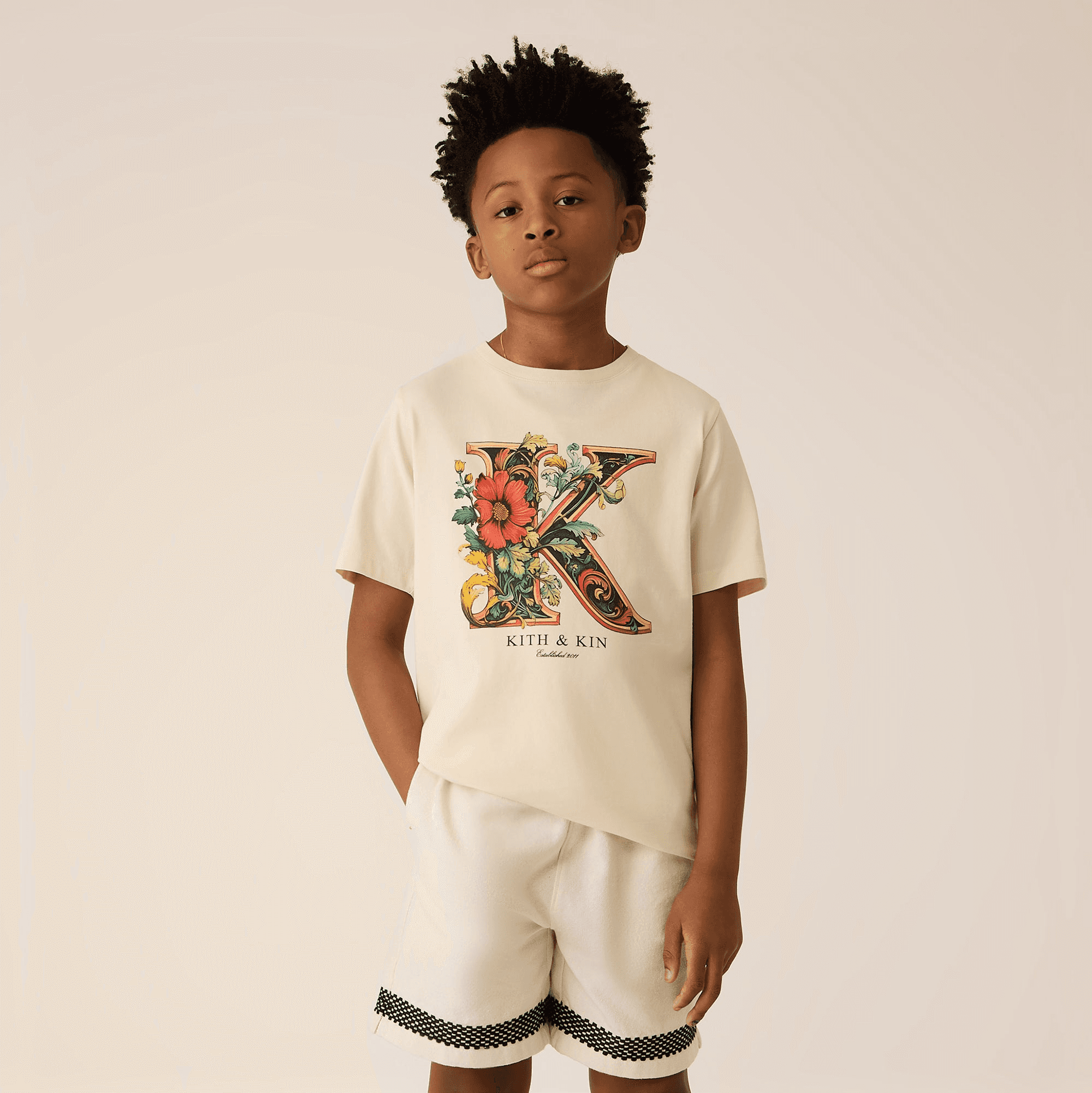 Kith Kids Floral K Tee - Sandrift — Image 4
