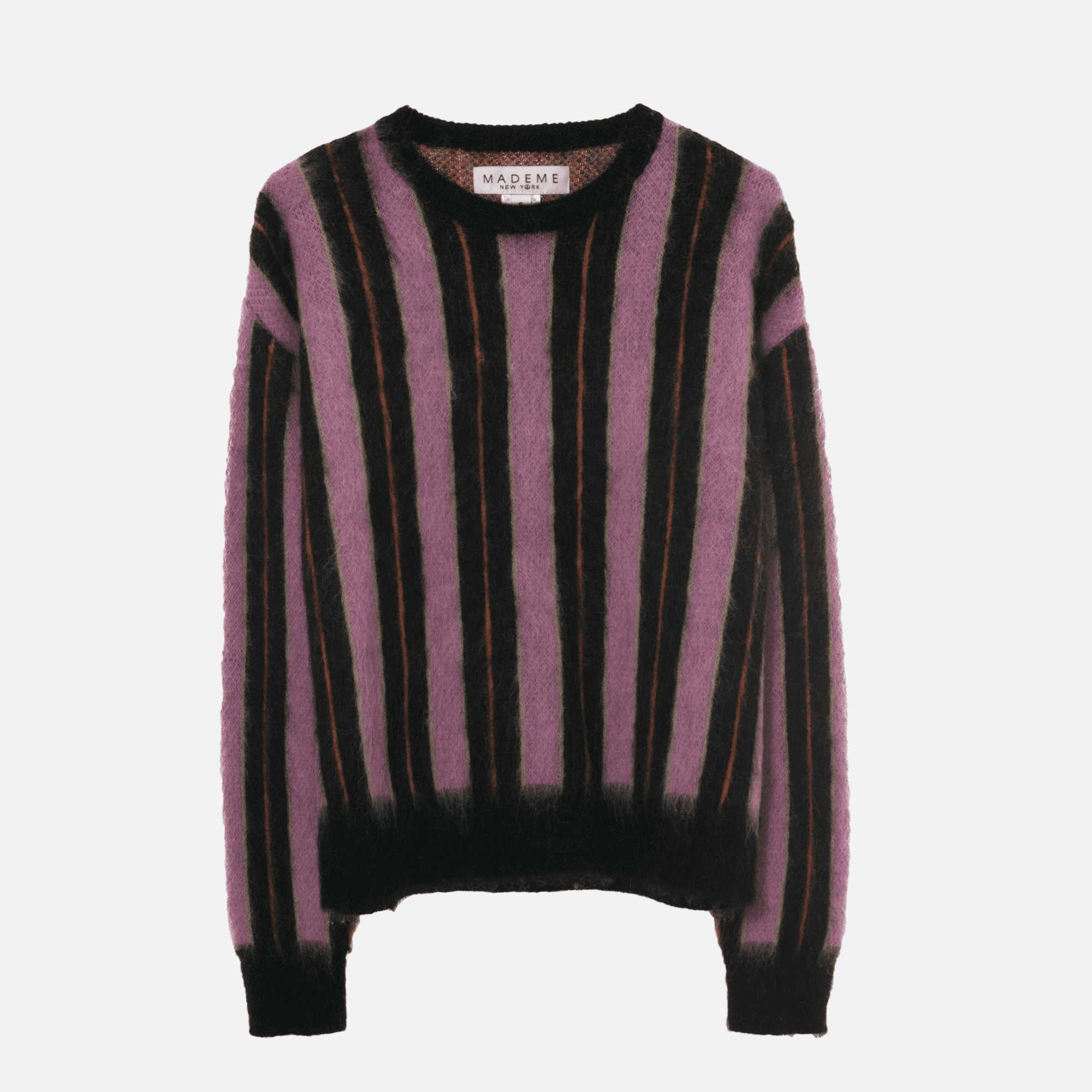 MadeMe Vertical Striped Mohair Sweater - Black / Pink - Image 1