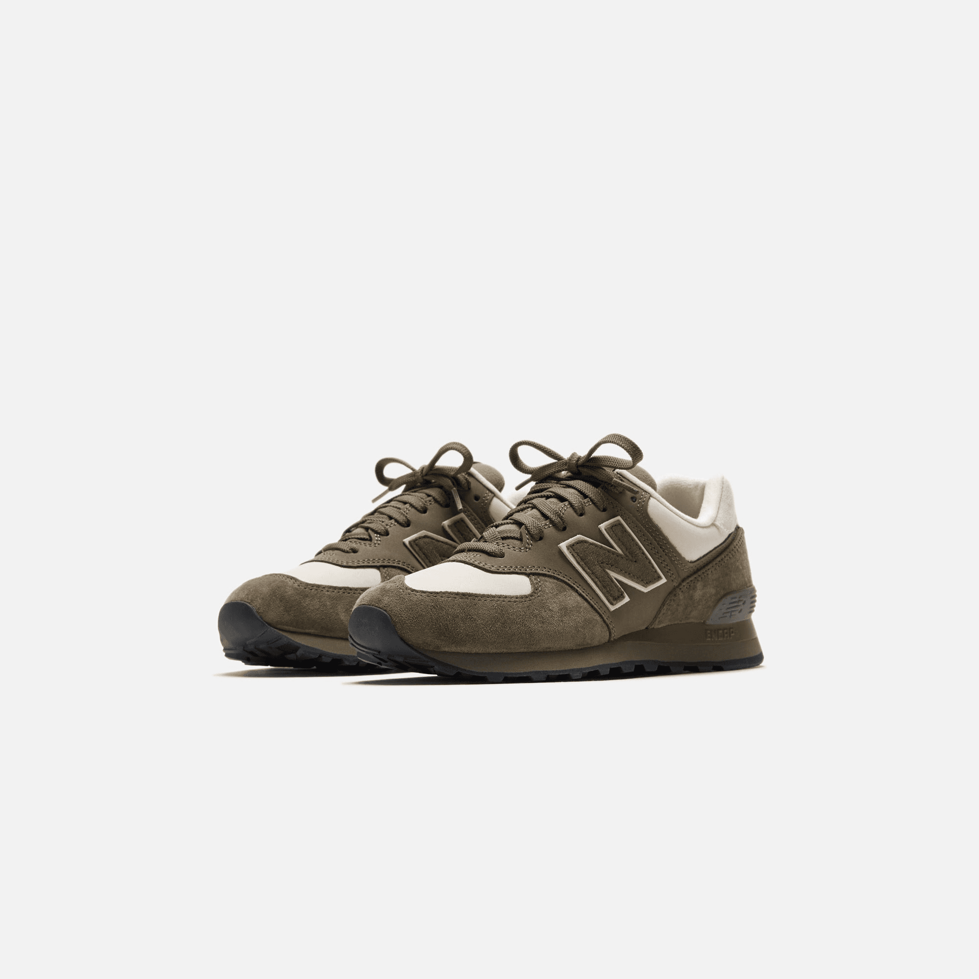 CDG Pocket New Balance x Junya Watanabe 574 Pig Suede Nubuck -  Khaki / Off White — Image 7