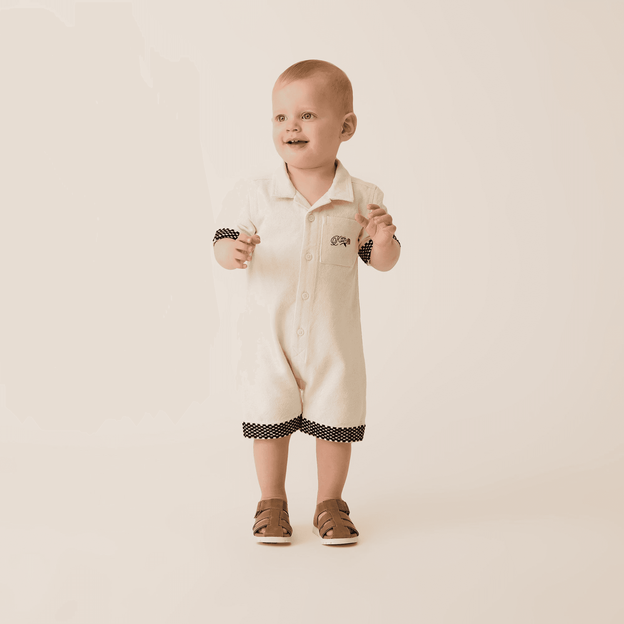 Kith Baby Textured Logo Camp Shortall - Sandrift — Image 4