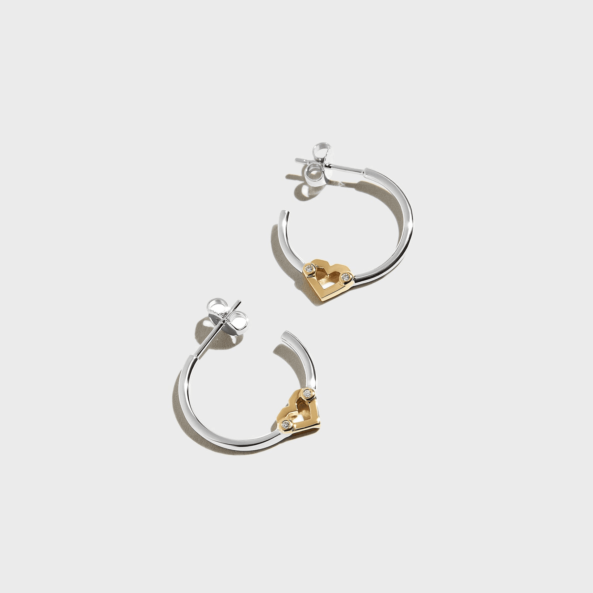 Greg Yuna Umlaut Heart Hoop Earrings - Silver / Gold — Image 2
