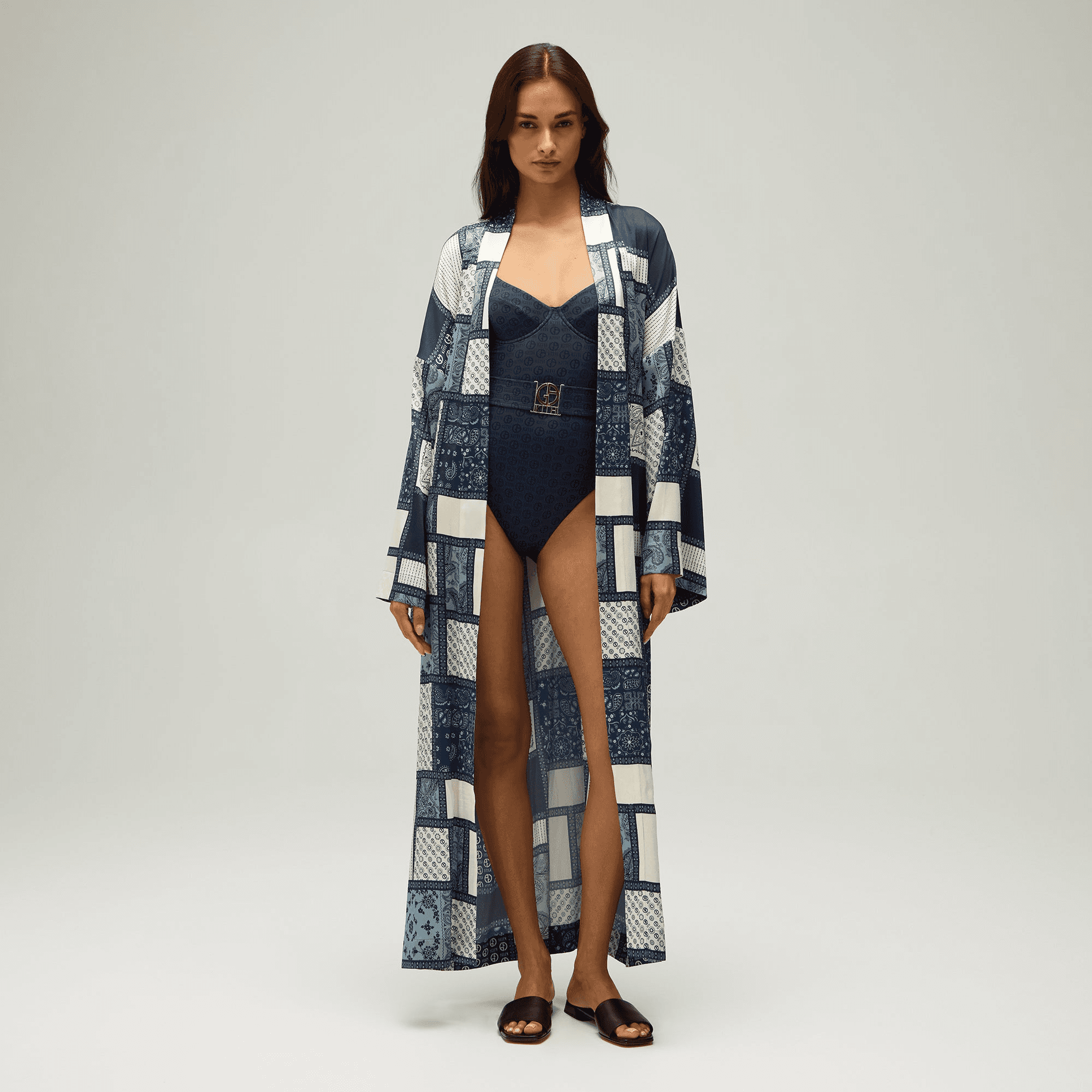 Giorgio Armani & Kith Women Hammered Silk Kimono - Nocturnal — Image 6