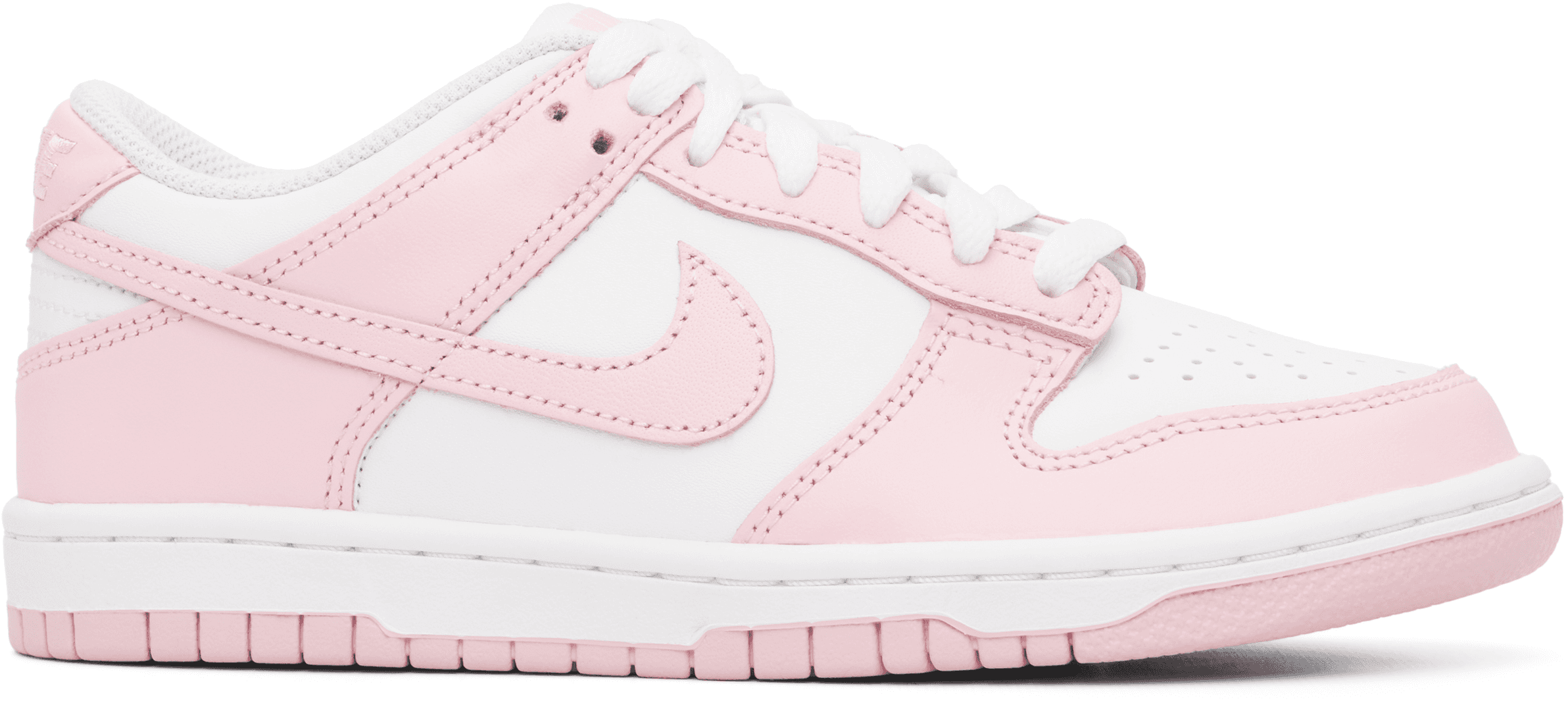 Big Kids Pink & White Dunk Low Sneakers