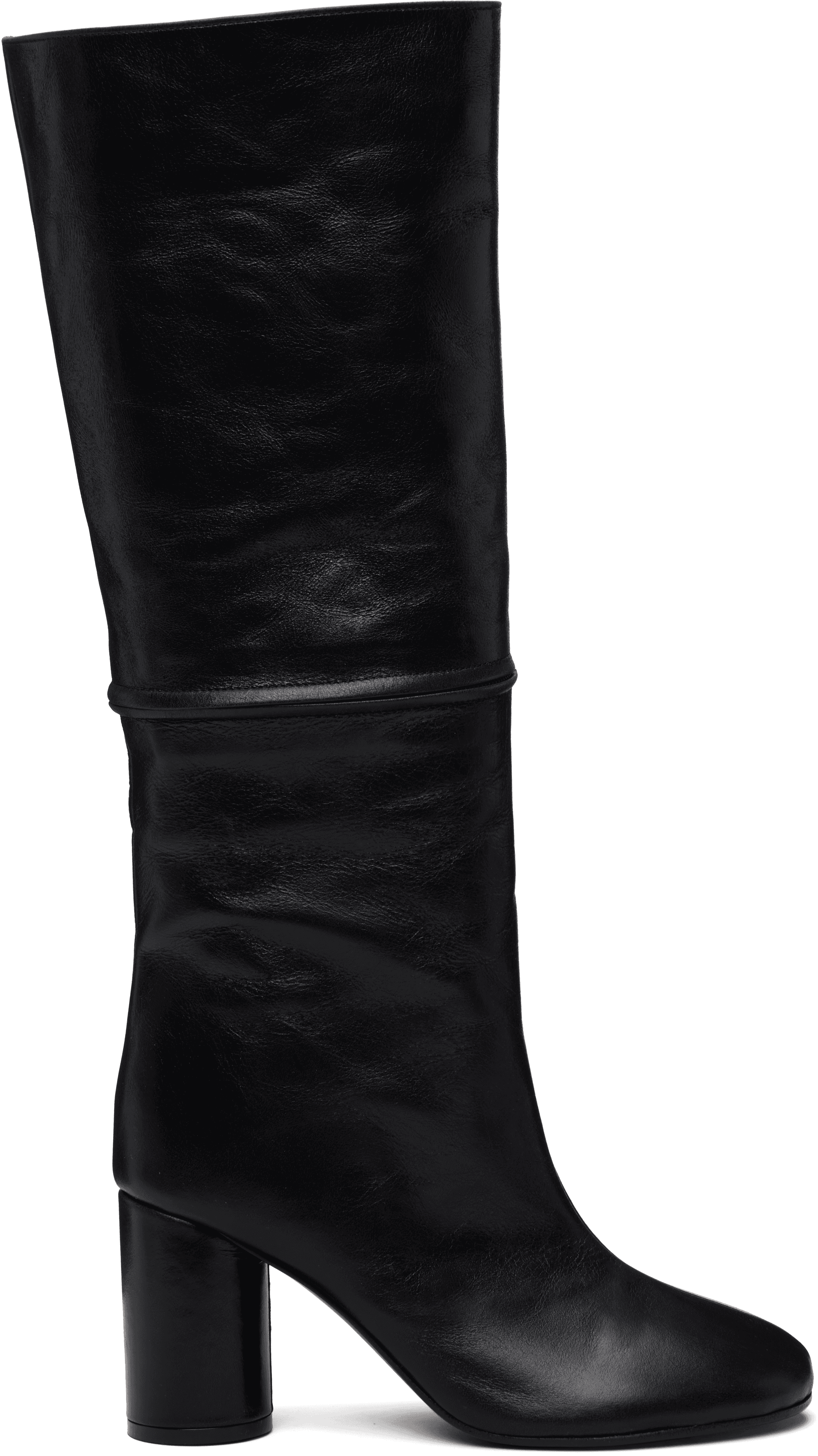 Black 2-In One Zip Round Tall Boots