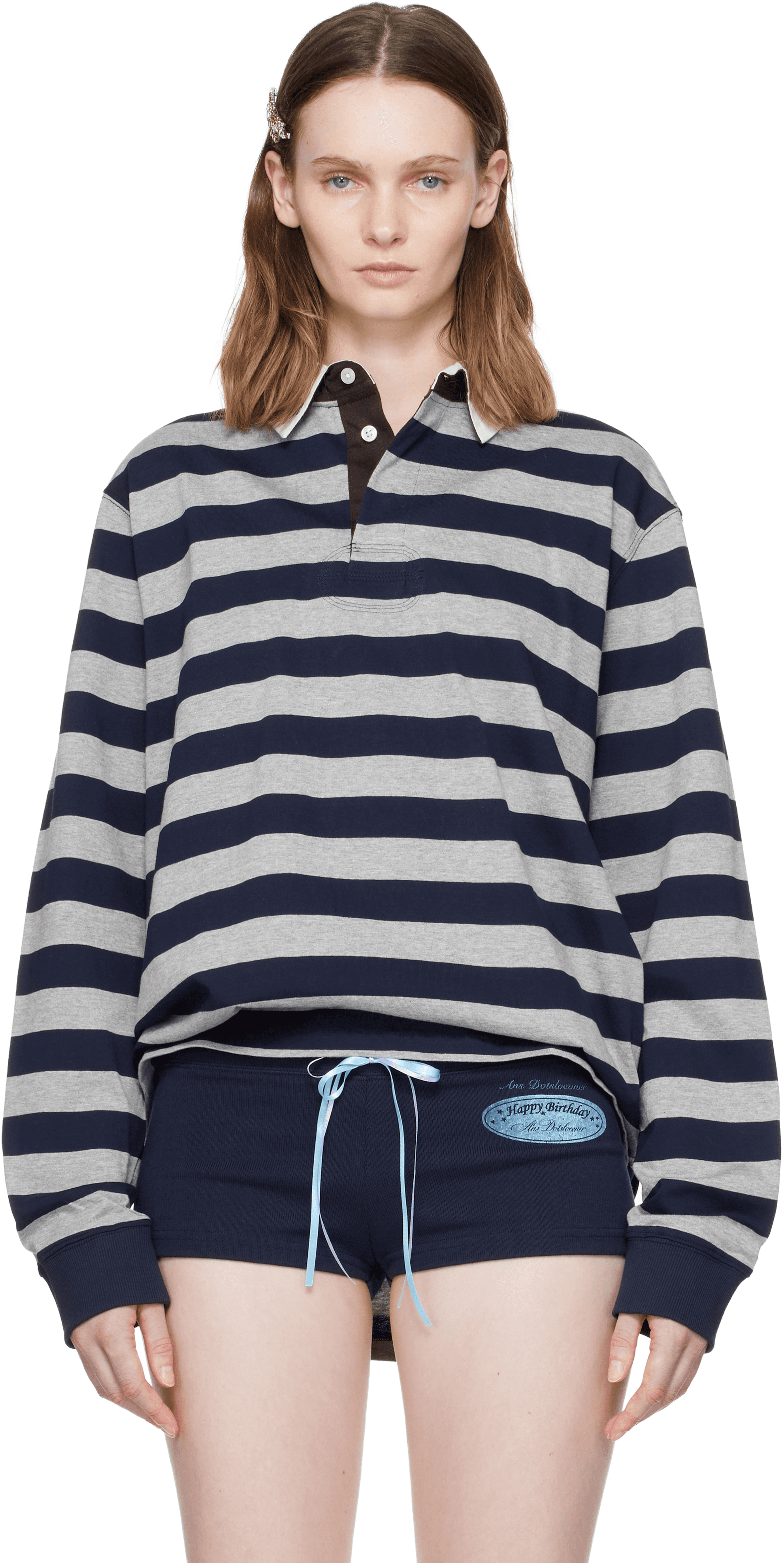 Gray & Navy Rugger Polo - Image 1