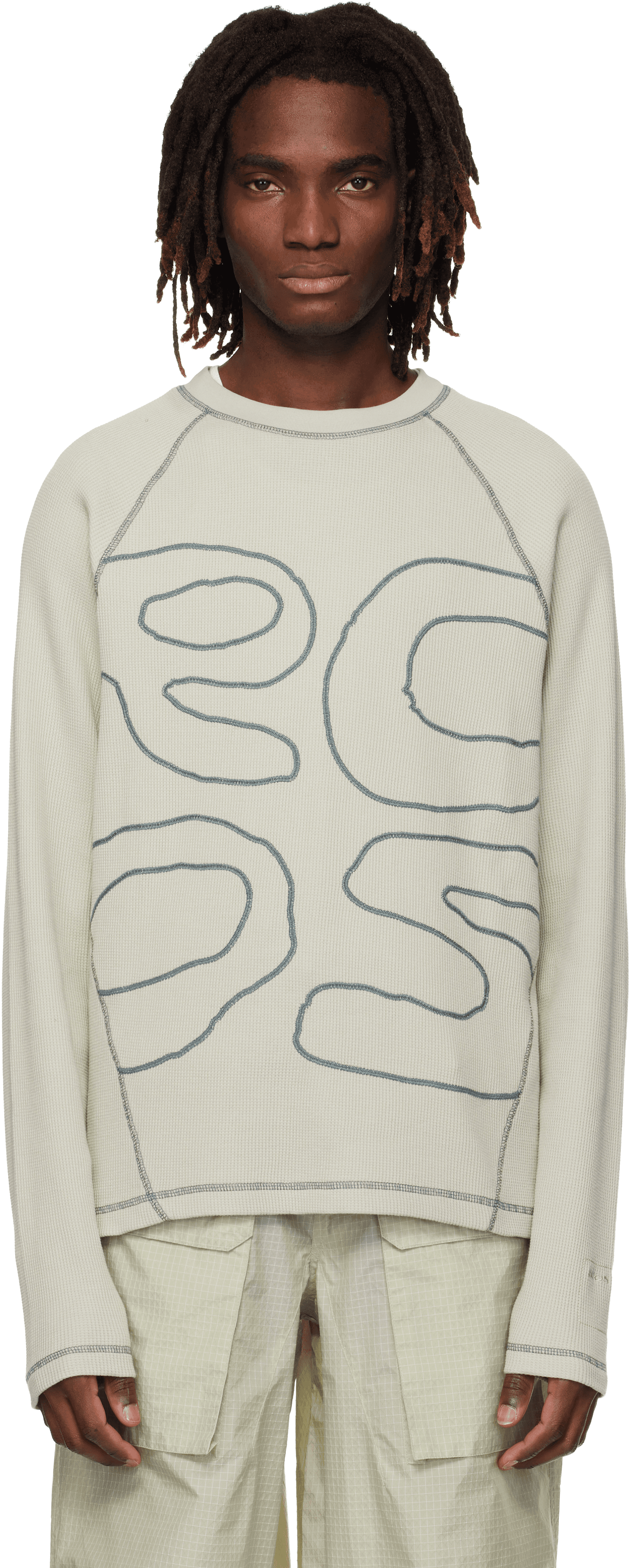 Beige Stack Logo Waffleknit Longsleeve T-shirt - Image 1