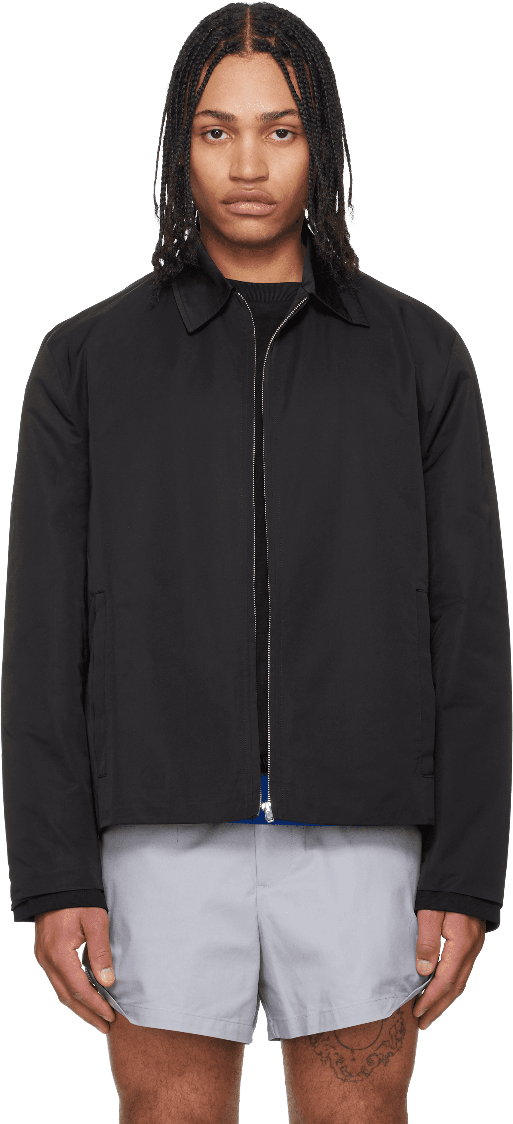 Black Straight Zip-Up Jacket - Image 1