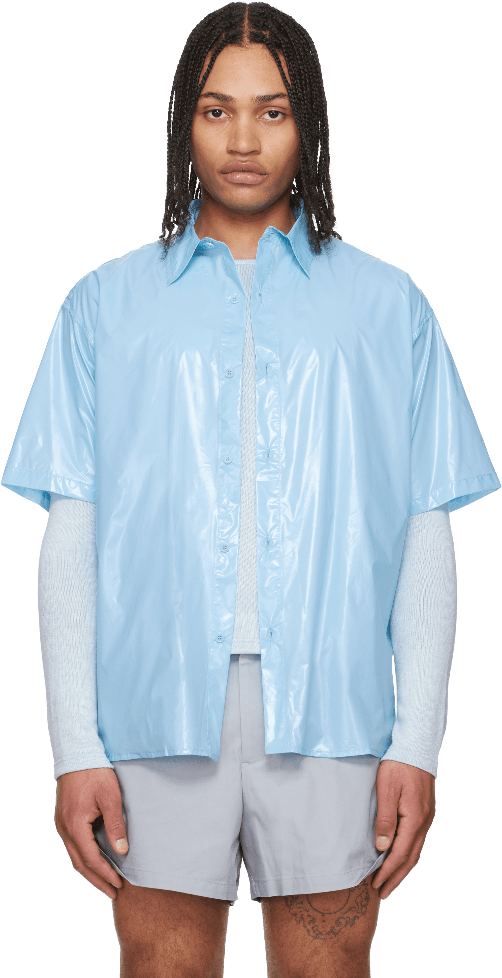 Blue Gloss Short-Sleeve Shirt - Image 1