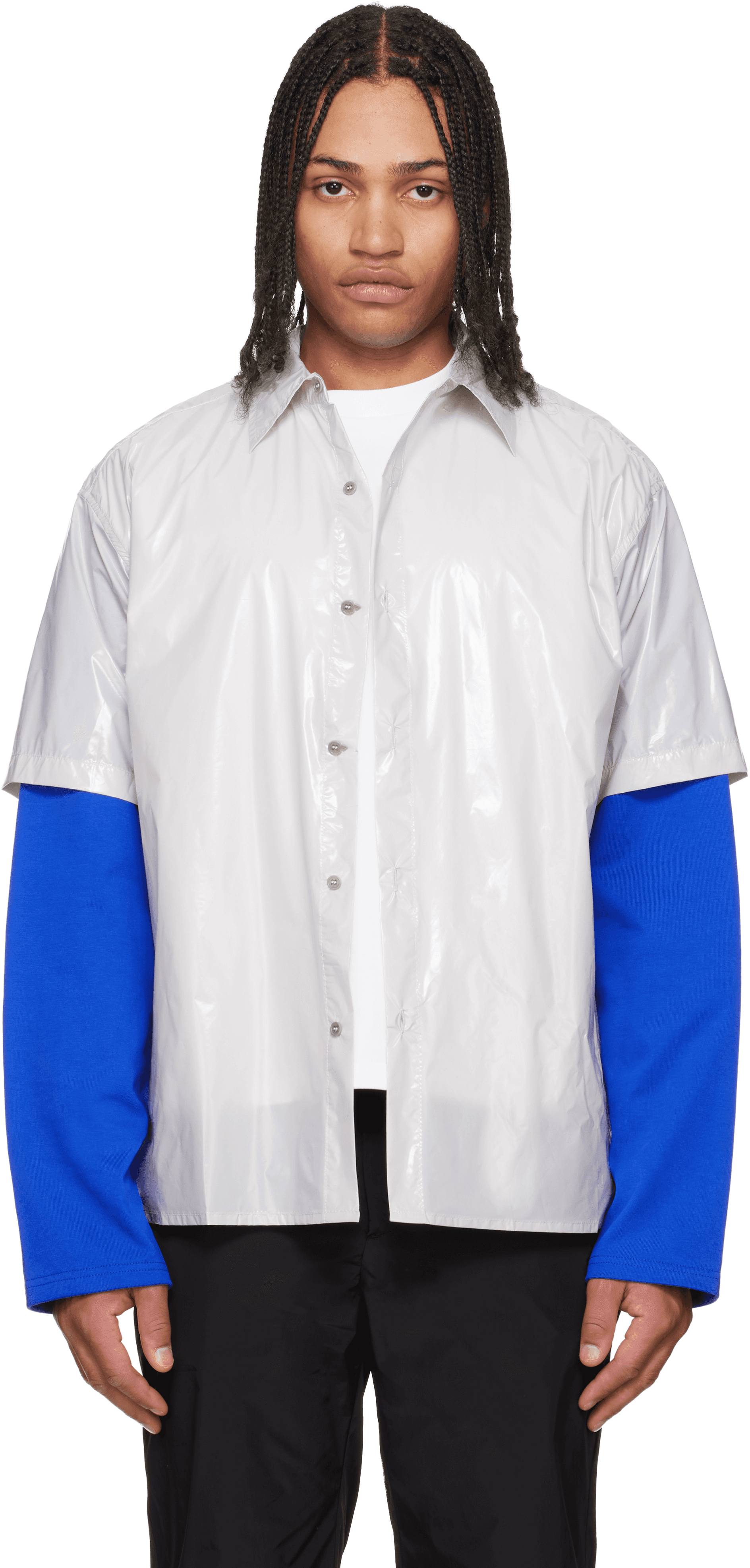 Gray Gloss Short-Sleeve Shirt - Image 1