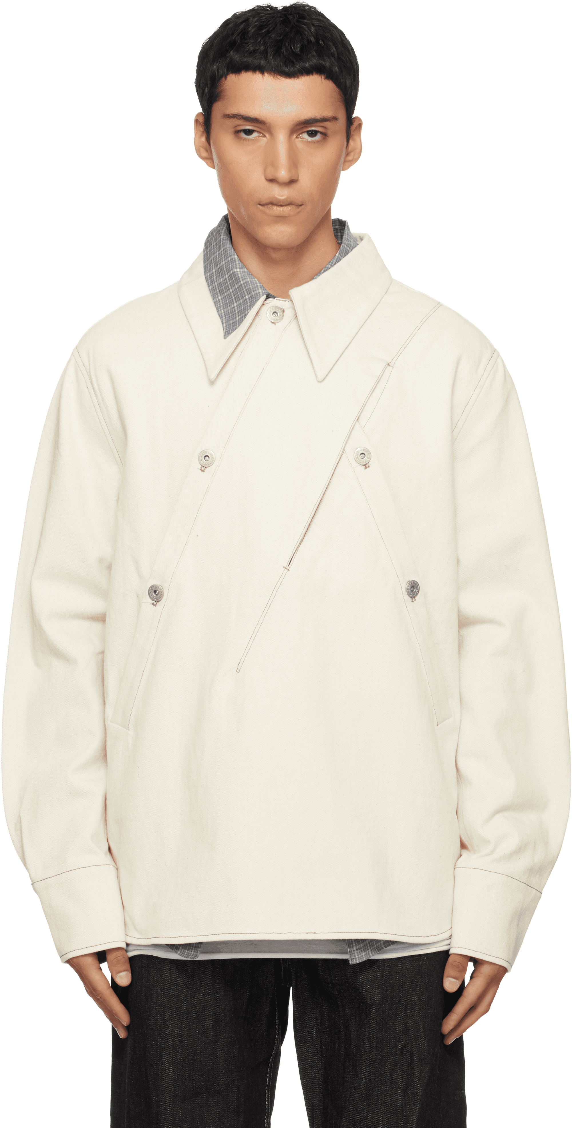 Beige Overall Selvedge Denim Shirt - Image 1