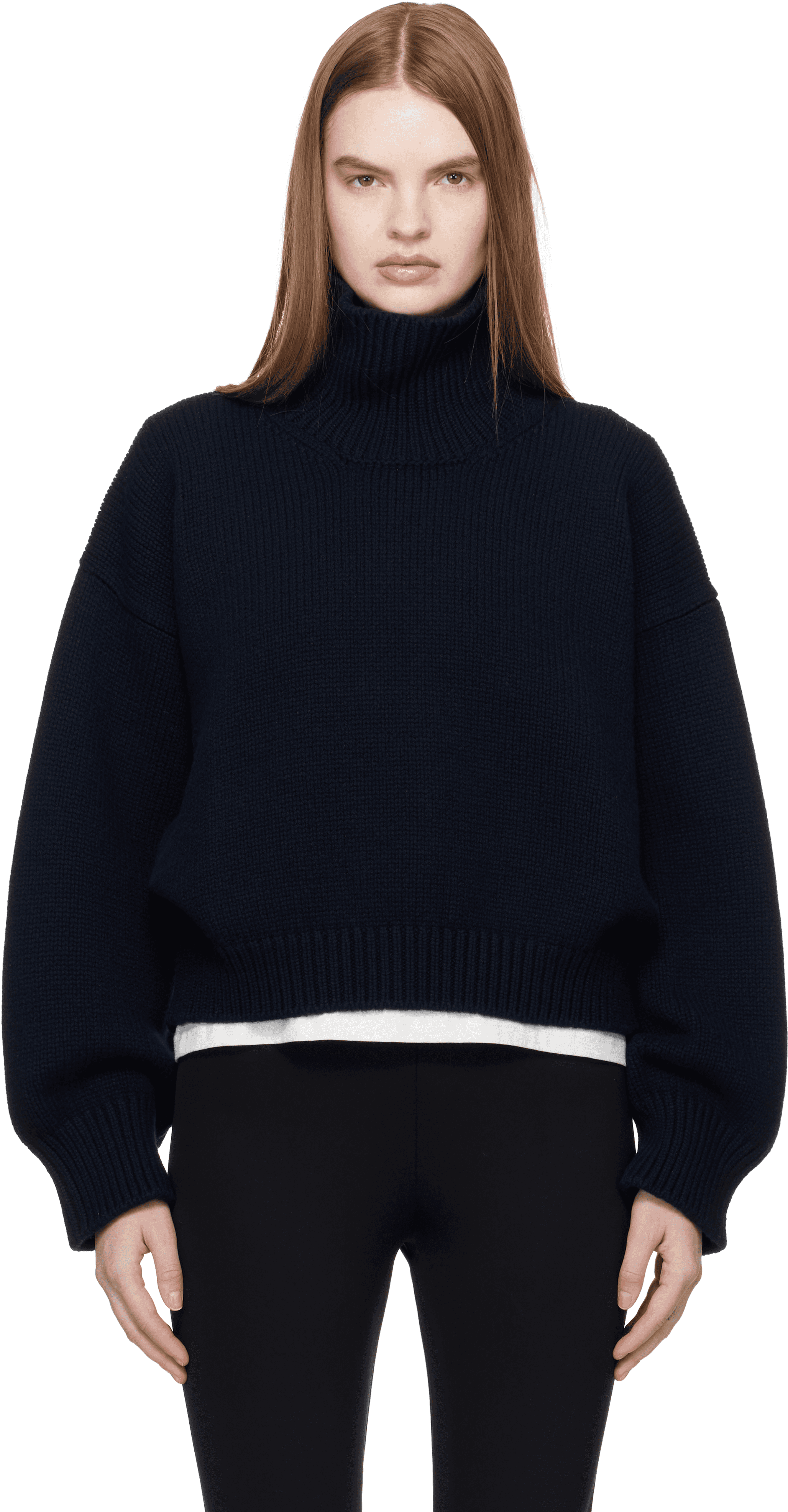 Navy Caragh Crop Turtleneck