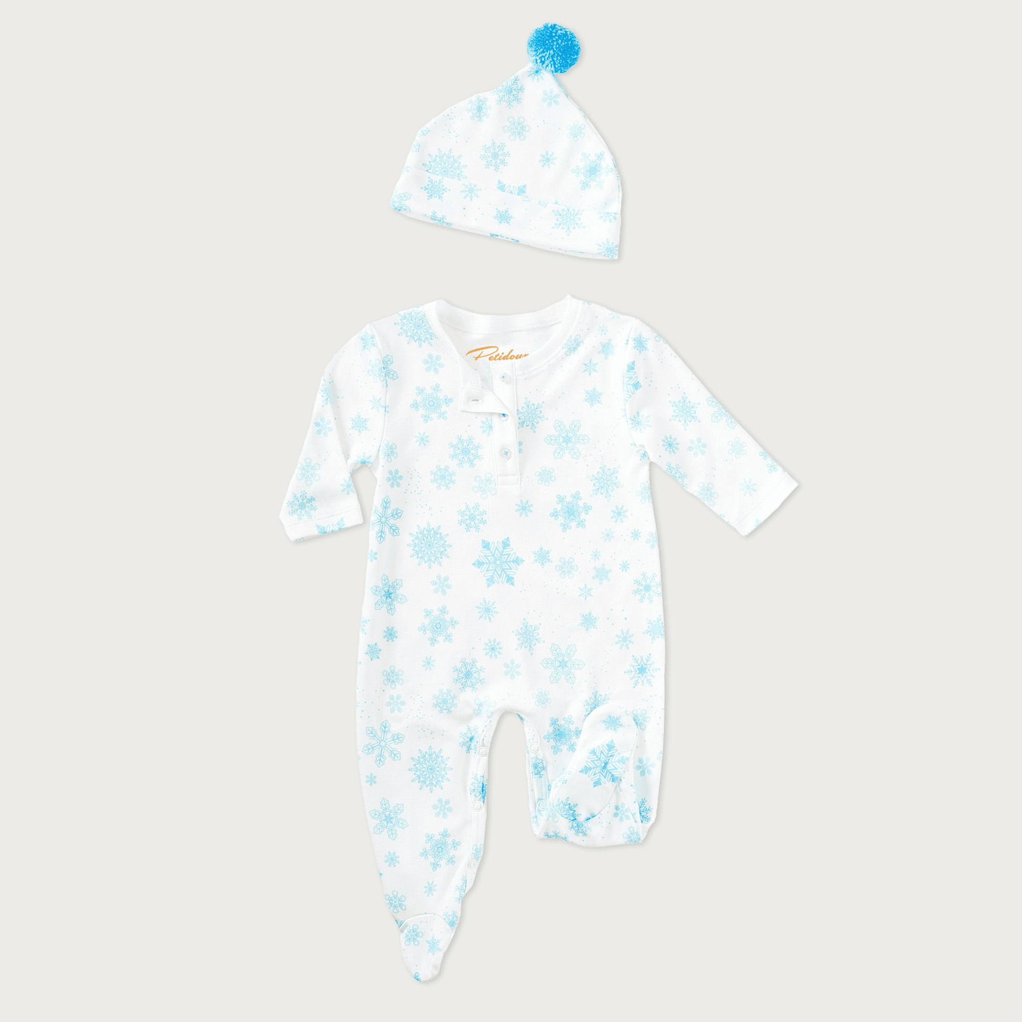 Petidoux babies' Pima cotton one-piece and matching hat set - Image 1
