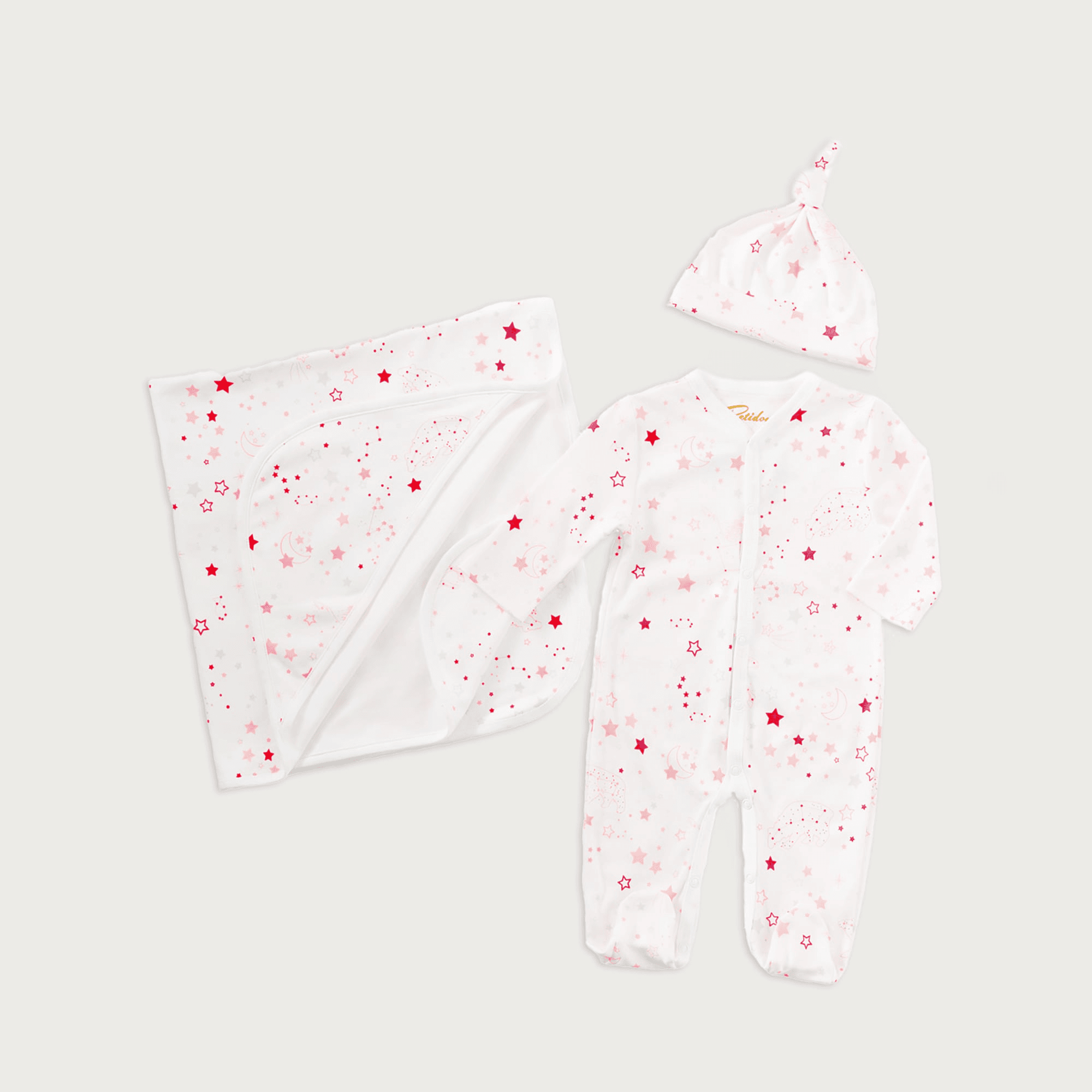 Petidoux babies' Pima cotton one-piece, matching hat and receiving blanket set - Image 1