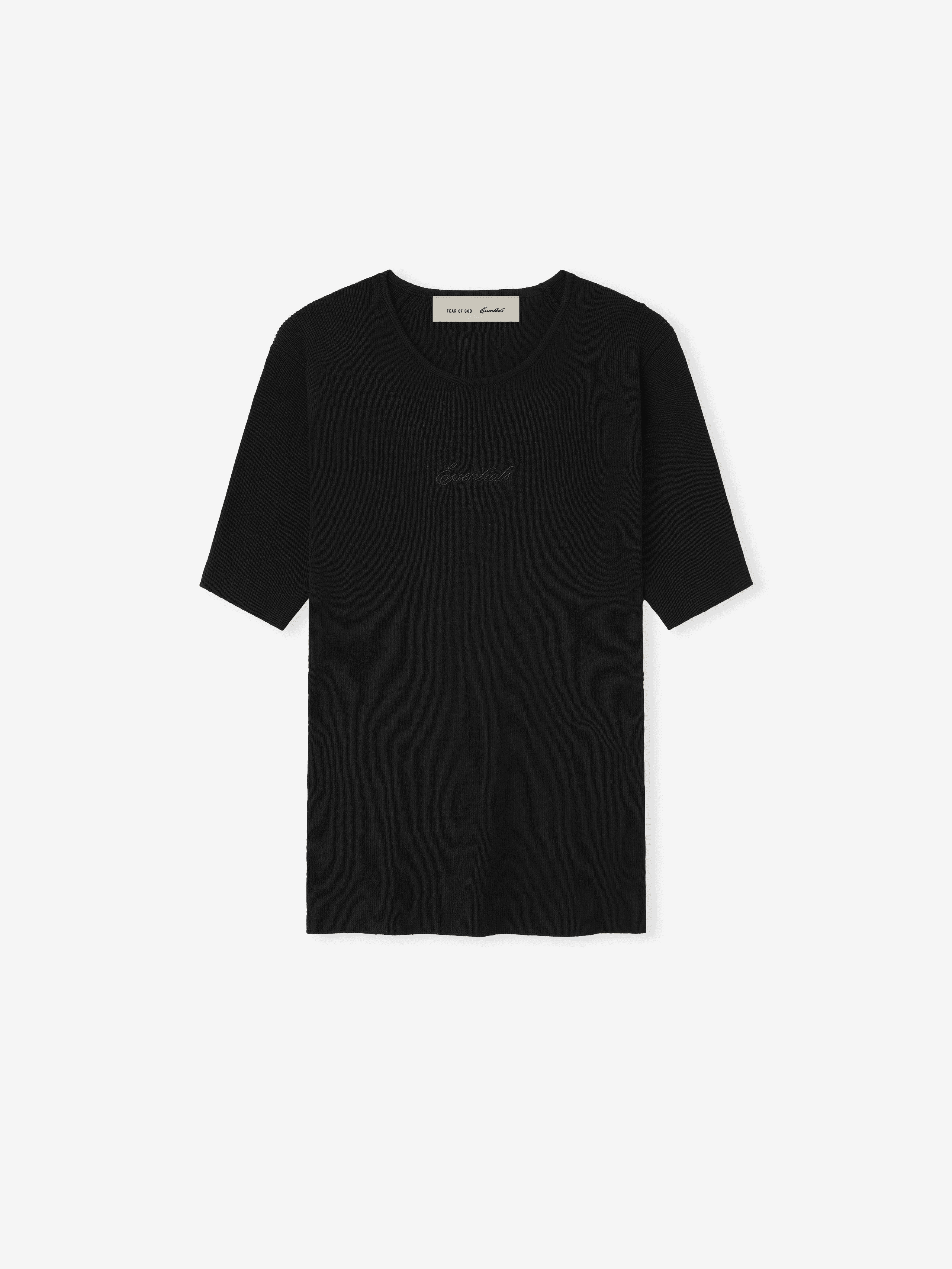 Womens Signature Rib Knit Fitted Short Sleeve Tee - Image 1