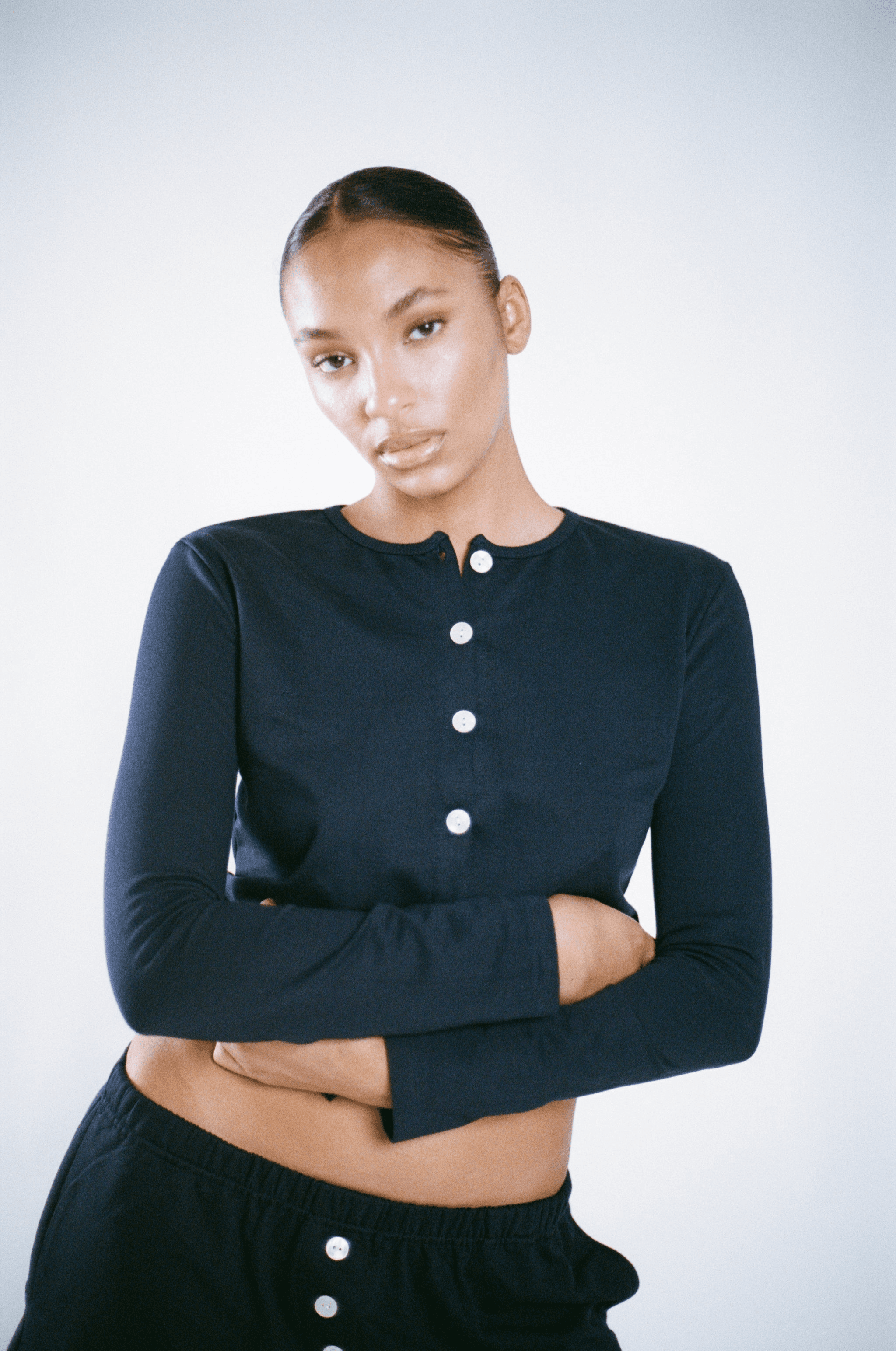 Cotton Cardigan Navy - Image 1