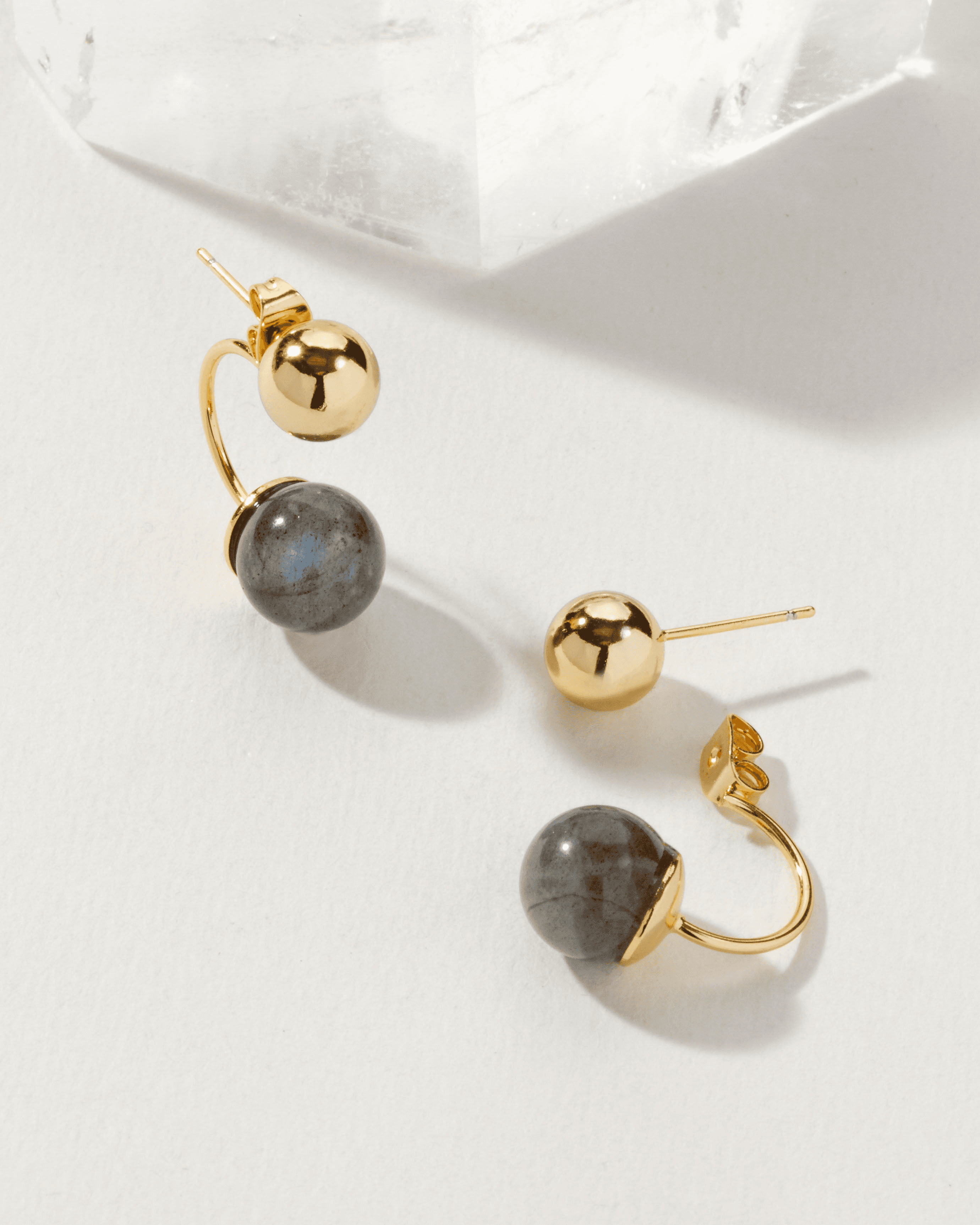 Green Light Front Back Post Labradorite  Earring - Image 1