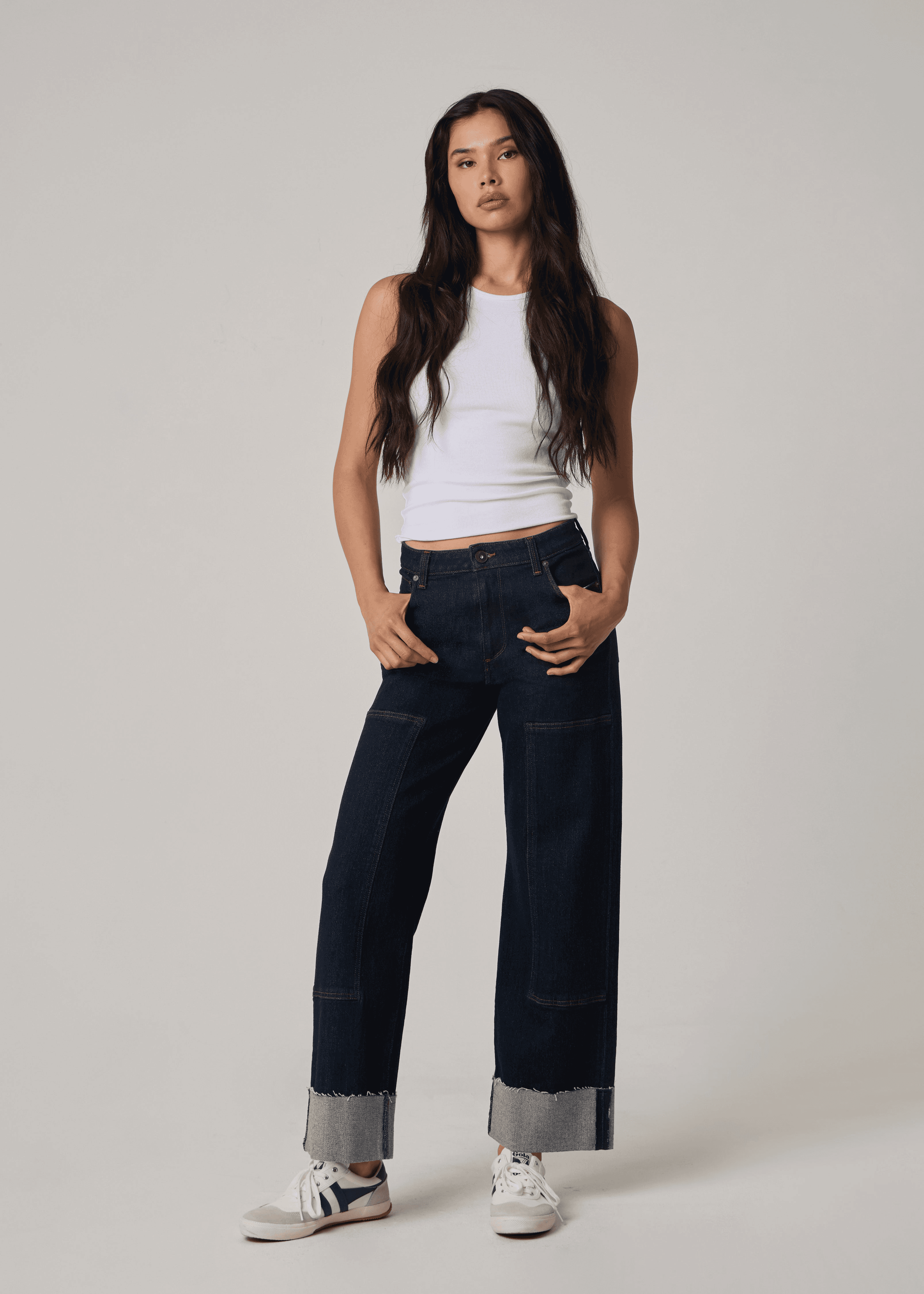 Francis High Rise Cuffed Slouchy Wide Straight Jeans - Image 1