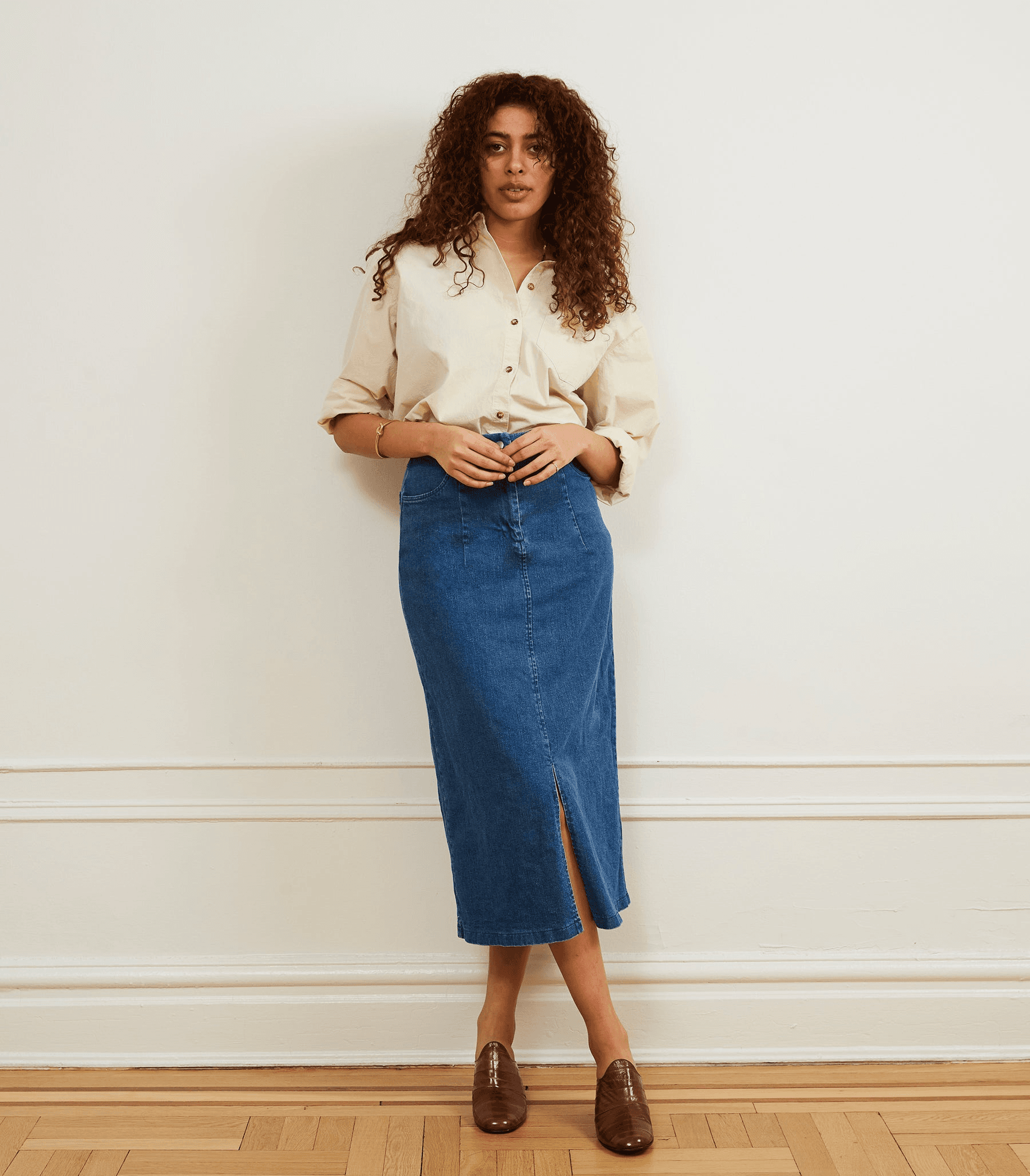 Monica Denim Midi Skirt - Image 1