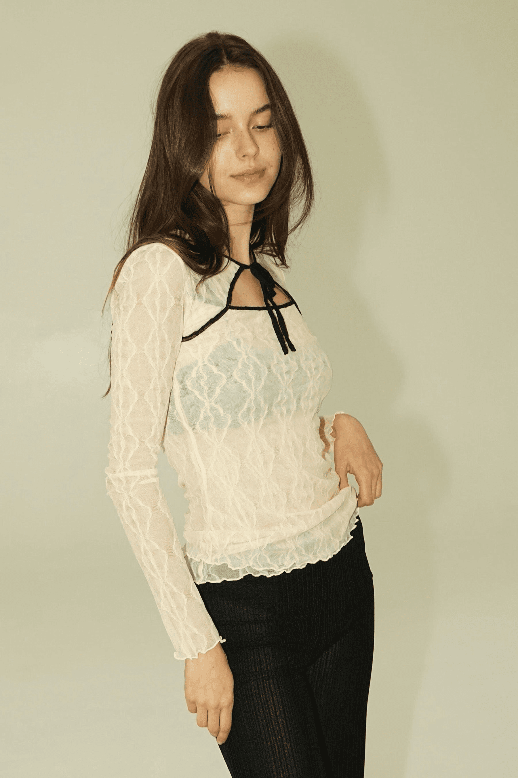 Mariposa Long Sleeve Bow Tee - Image 1