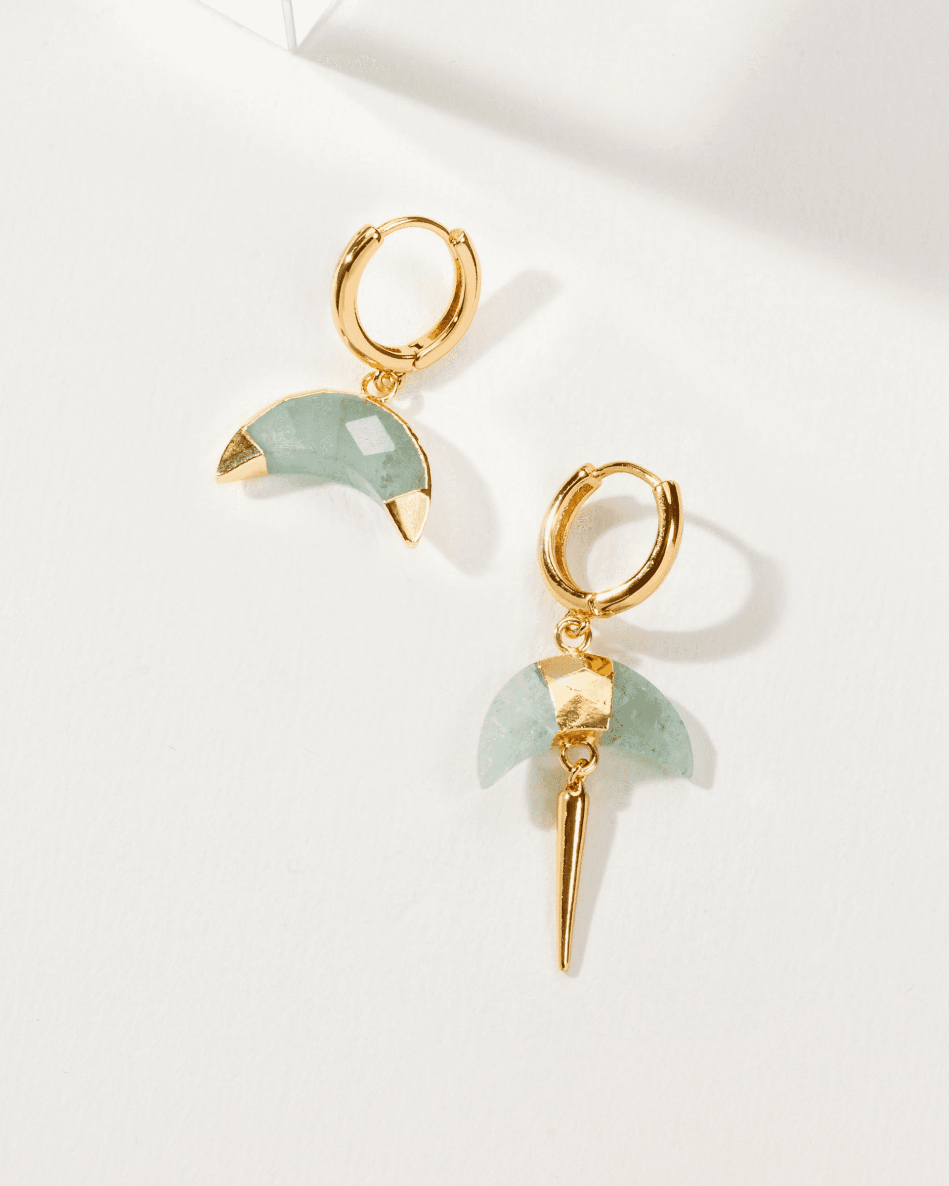 Crescent Horn Mismatched Huggie Hoop Earring - Image 1