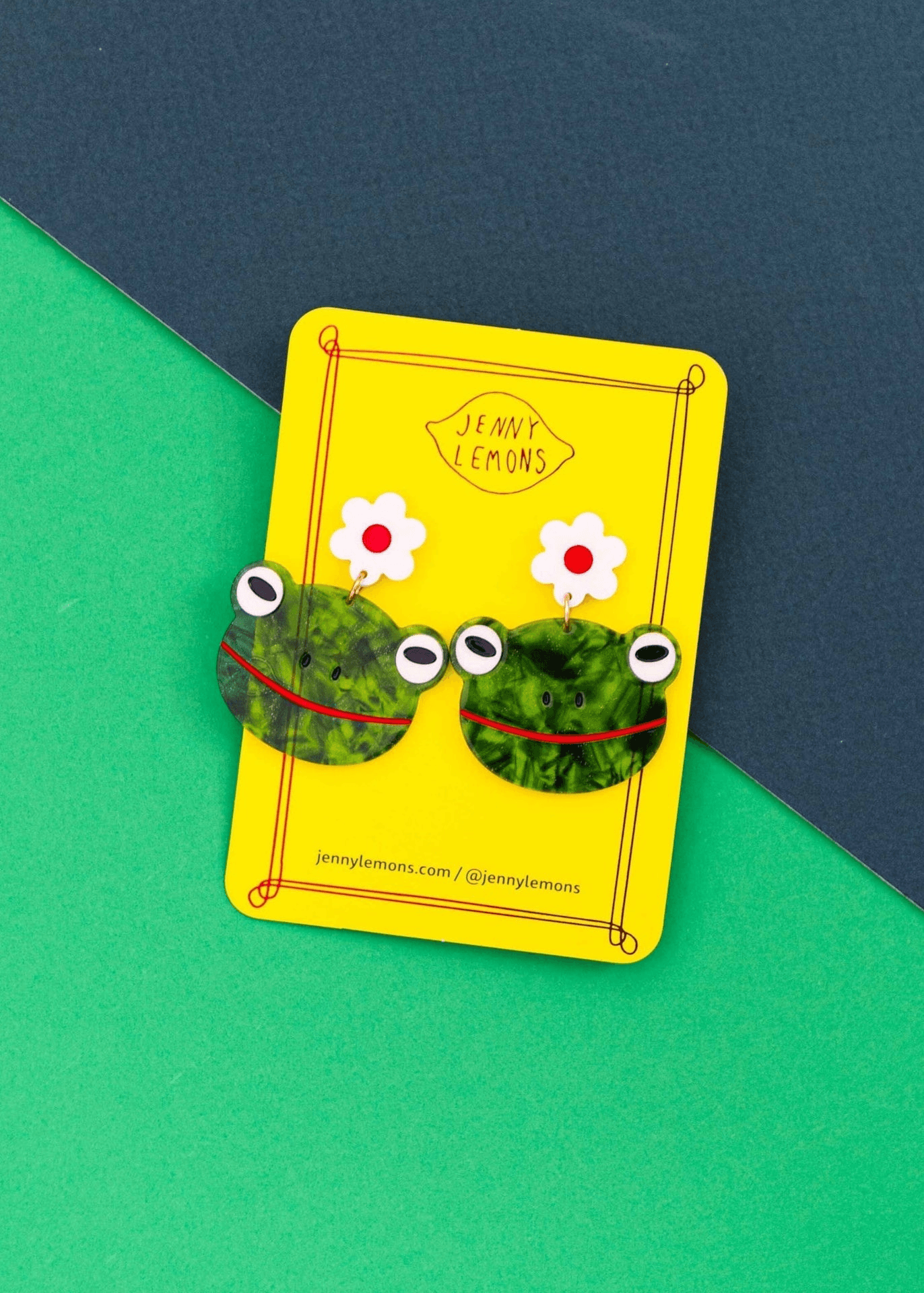 Frog and Flowers Acetate Earrings - Image 1