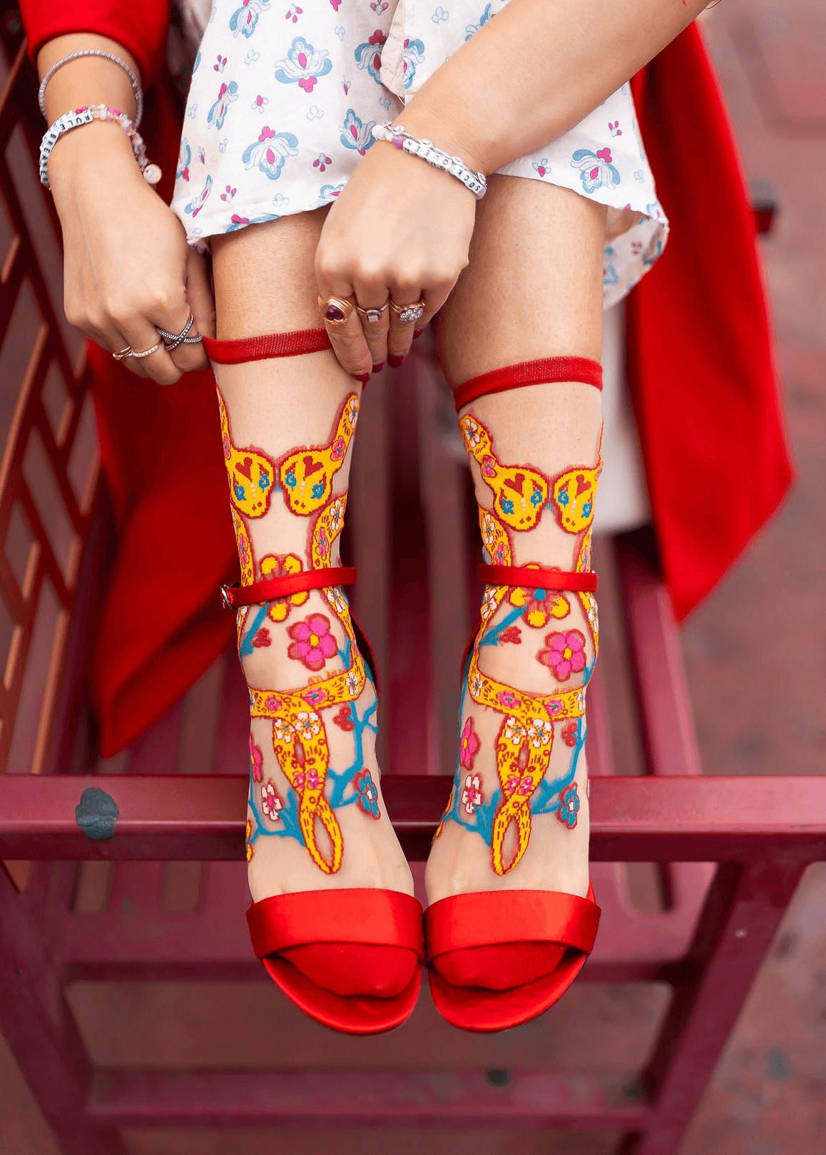 Year of the Snake Sheer Crew Sock - Image 1