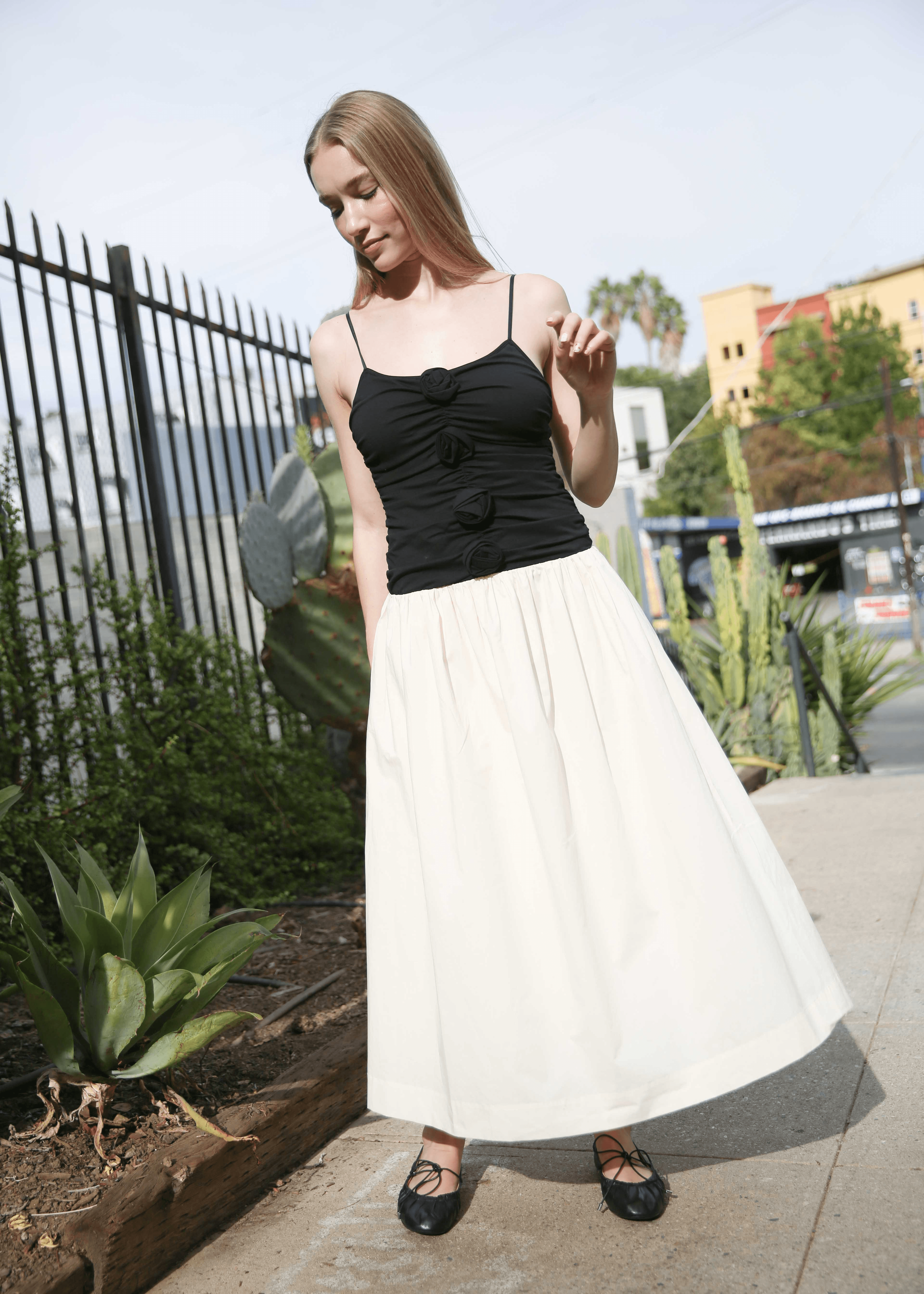 Meadow Mixed Media Midi  Dress - Image 1