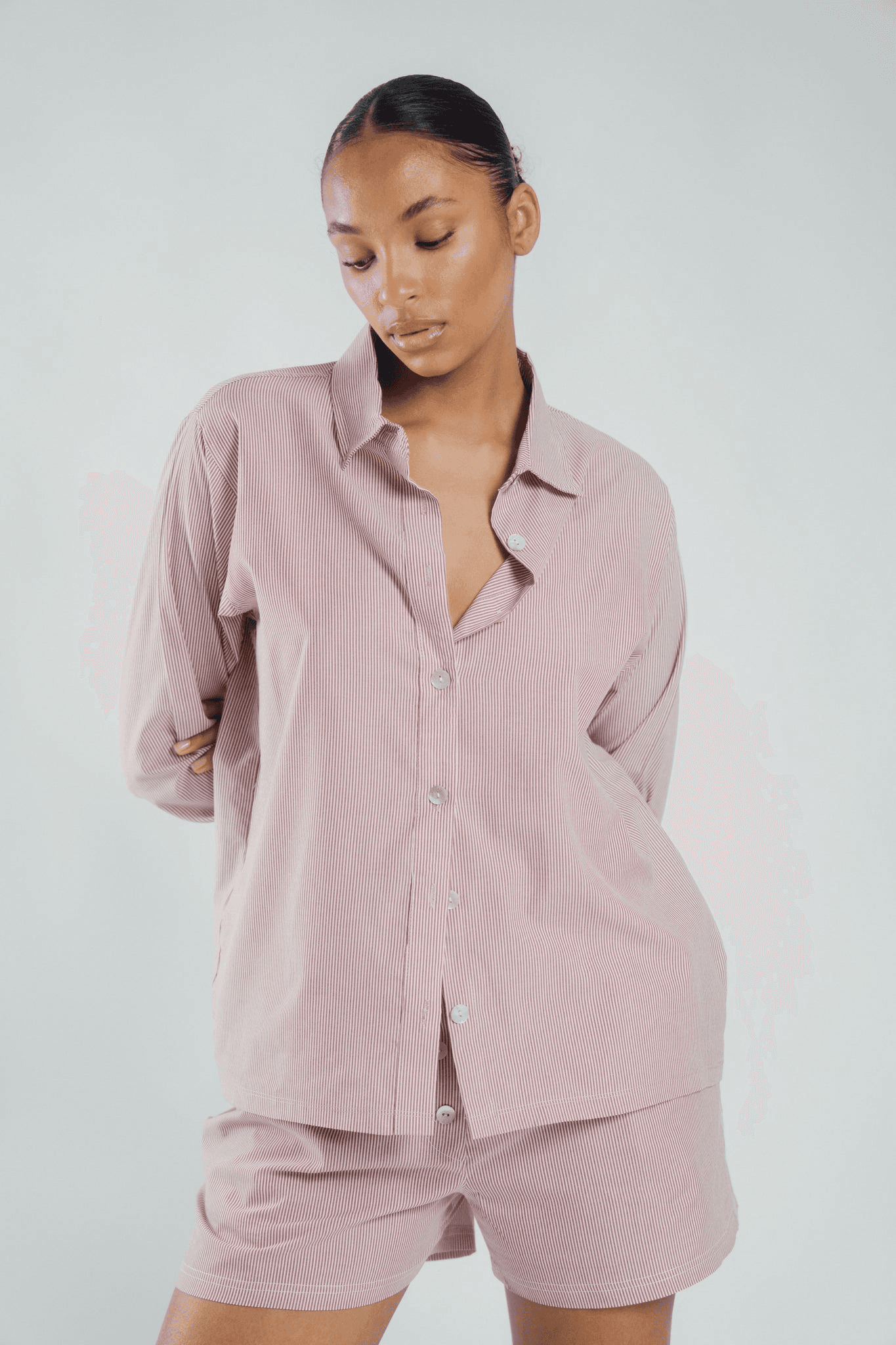 Poplin Shirt Burgundy Pinstripe - Image 1