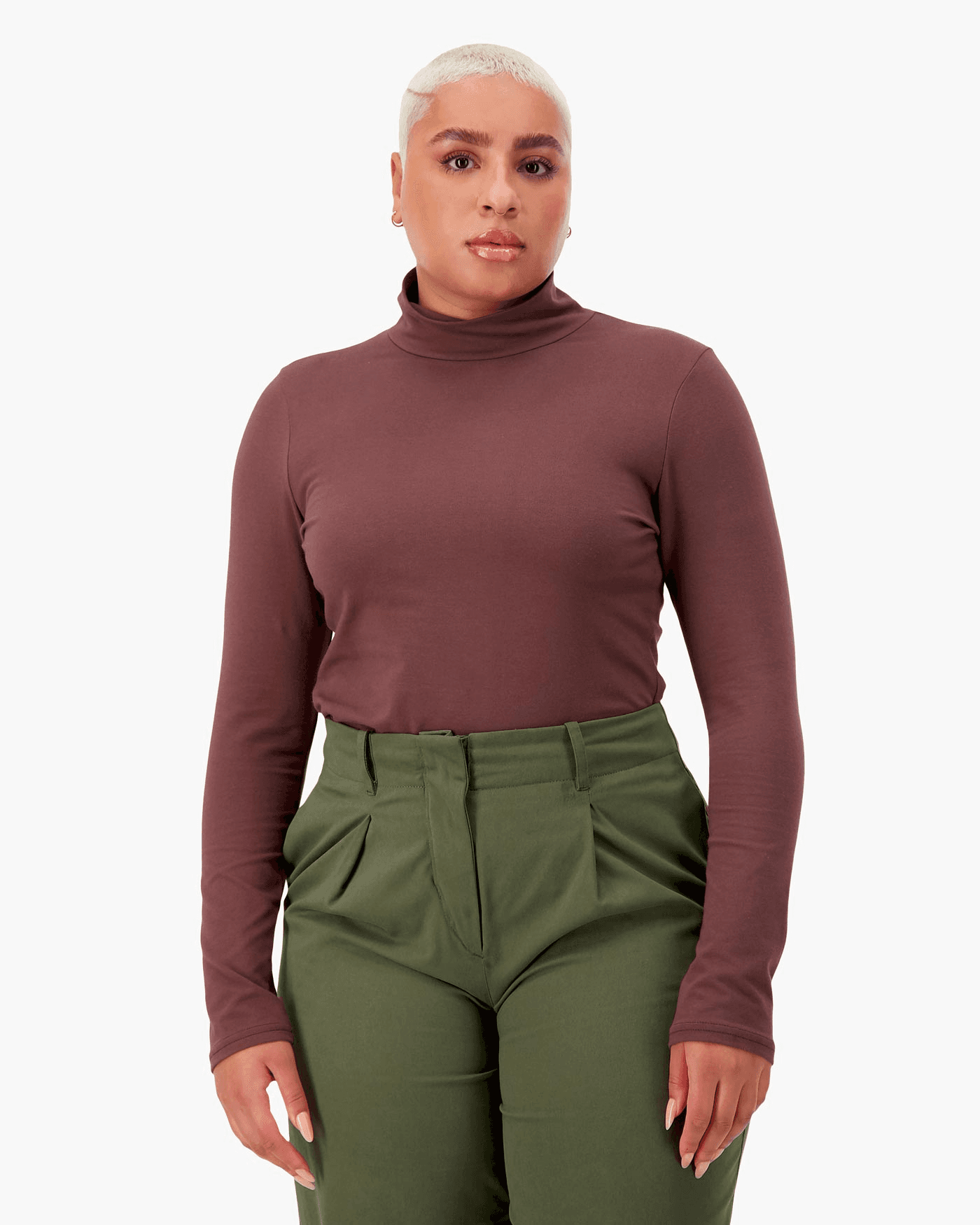Organic Cotton Turtleneck in Brown - Image 1