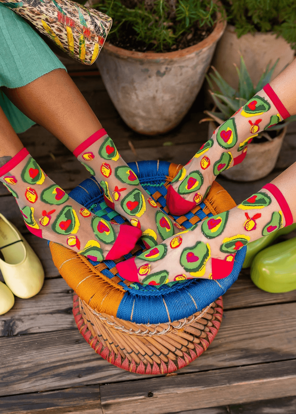 Avocado Lover Sheer Crew Sock - Image 1