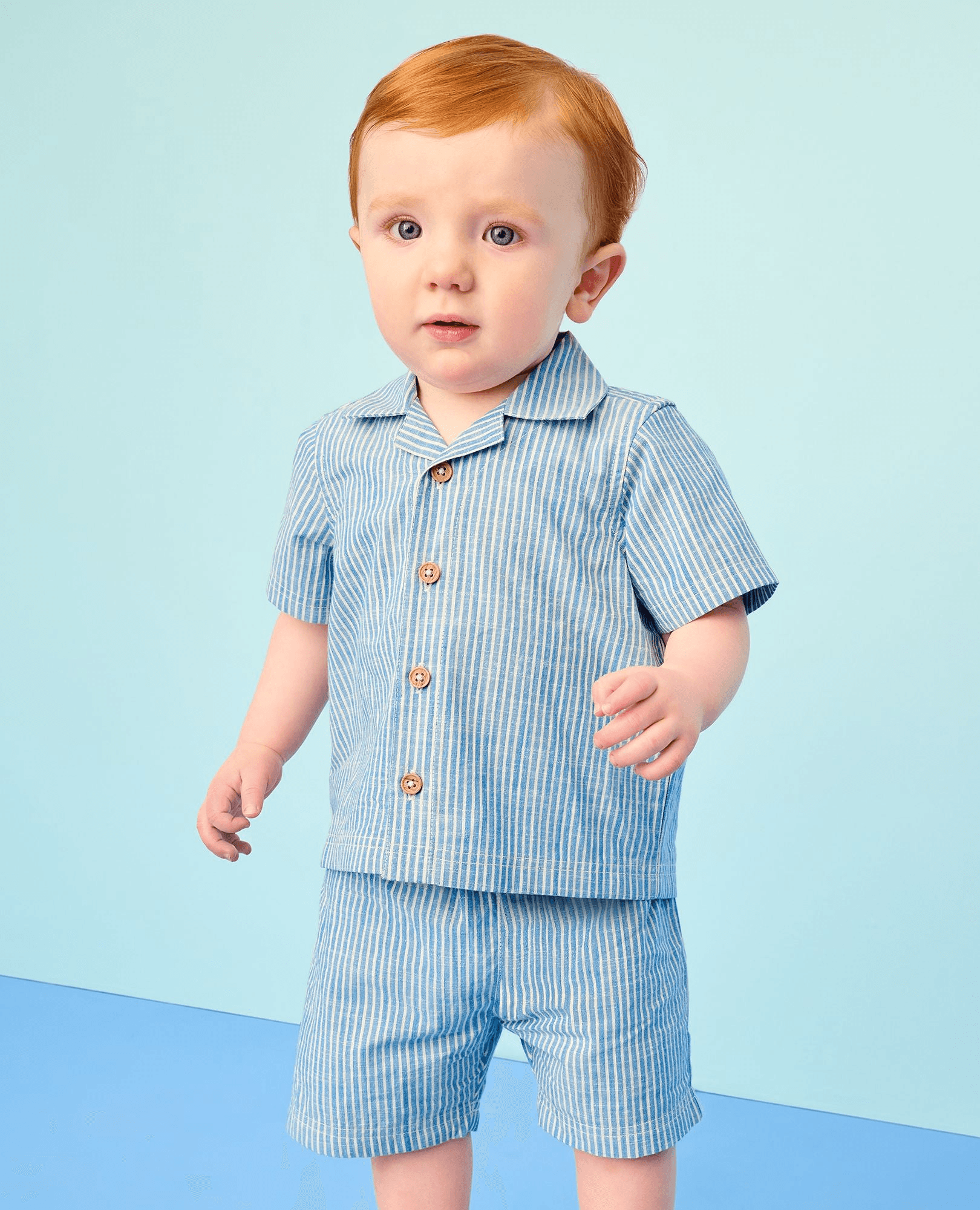 Baby Poplin Button Up Shirt & Shorts Set - Image 1