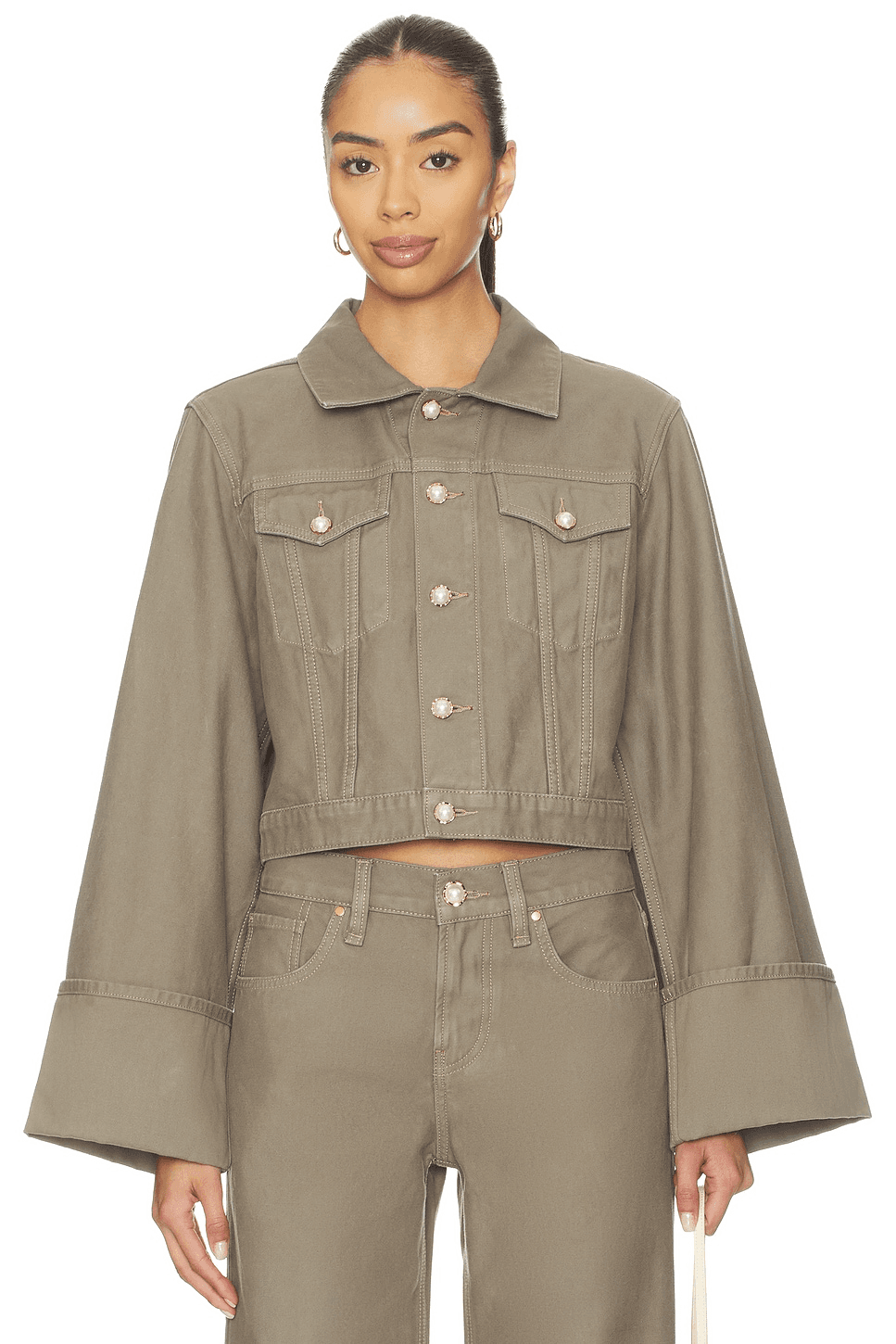 Cuffed Cropped Jacket - Image 1