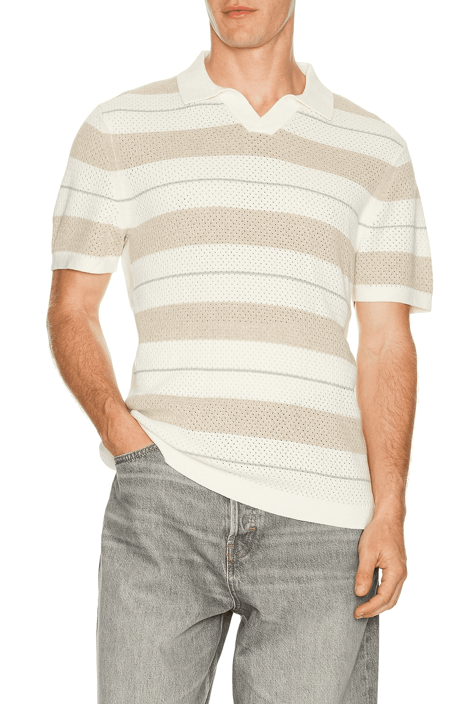 Cotton Linen Stripe Victor Polo - Image 1