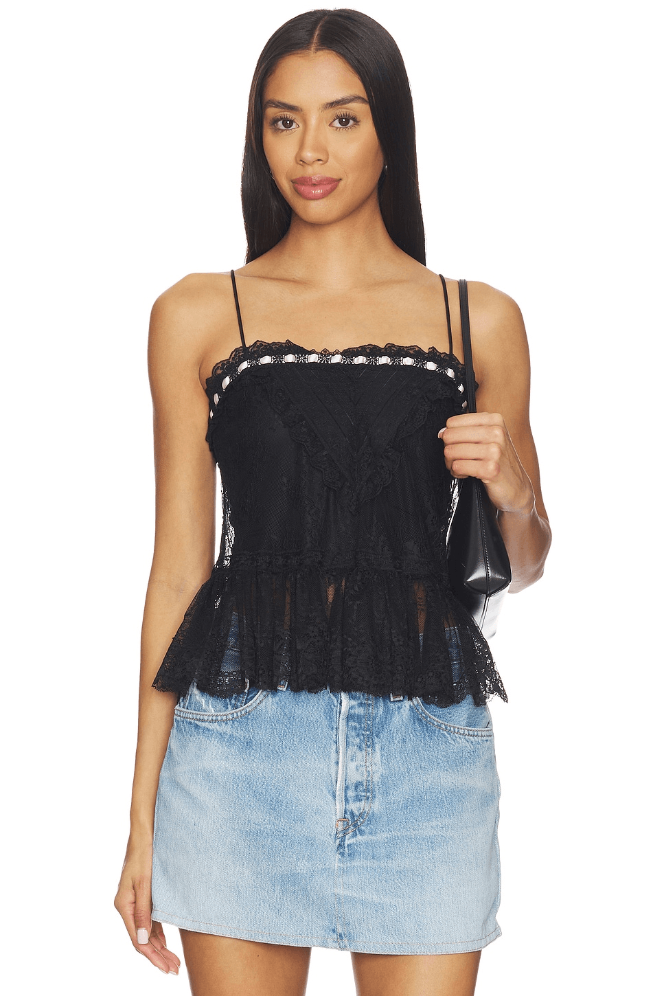 Alessia Lace Ruffle Crop Top - Image 1