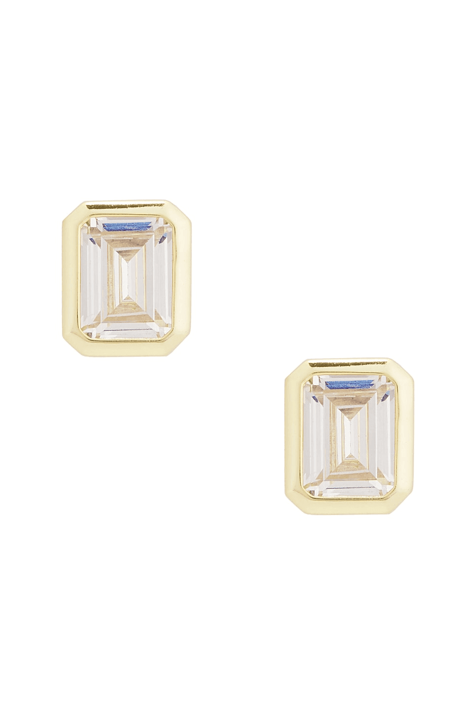 Emerald Cut Bezel Stud Earring - Image 1