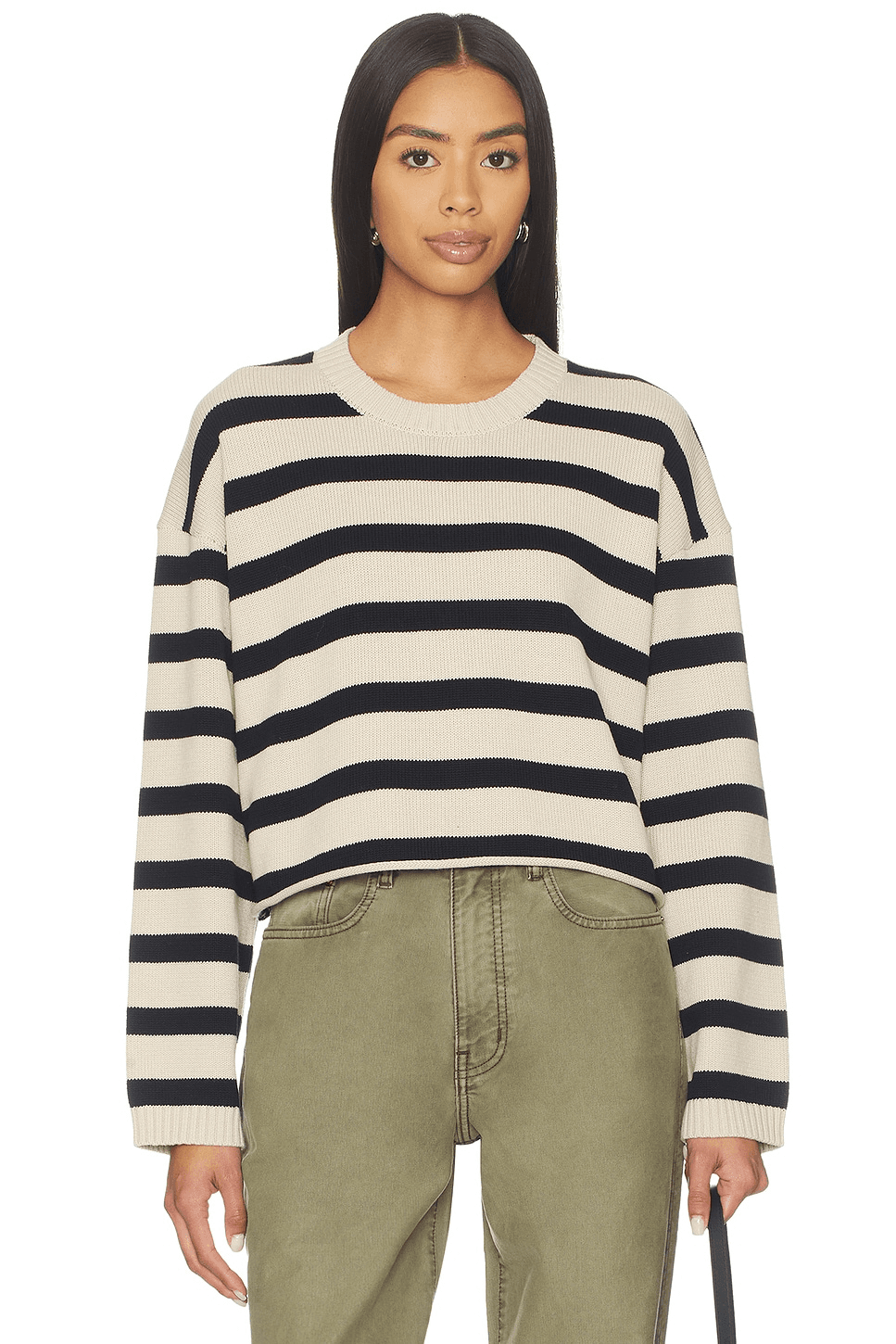 Cropped Stripe Sweater - Image 1