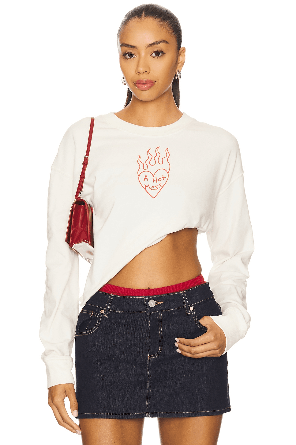 A Hot Mess Kickoff Crop Crew Sweatshirt - Image 1