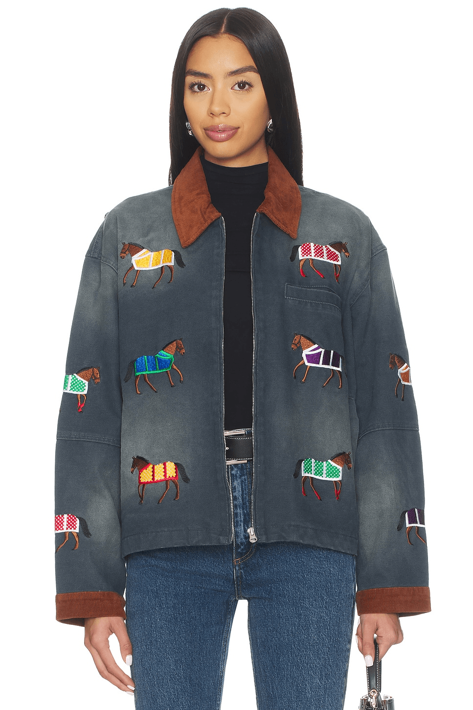 Lariat Horse Embroidered Work Jacket - Image 1