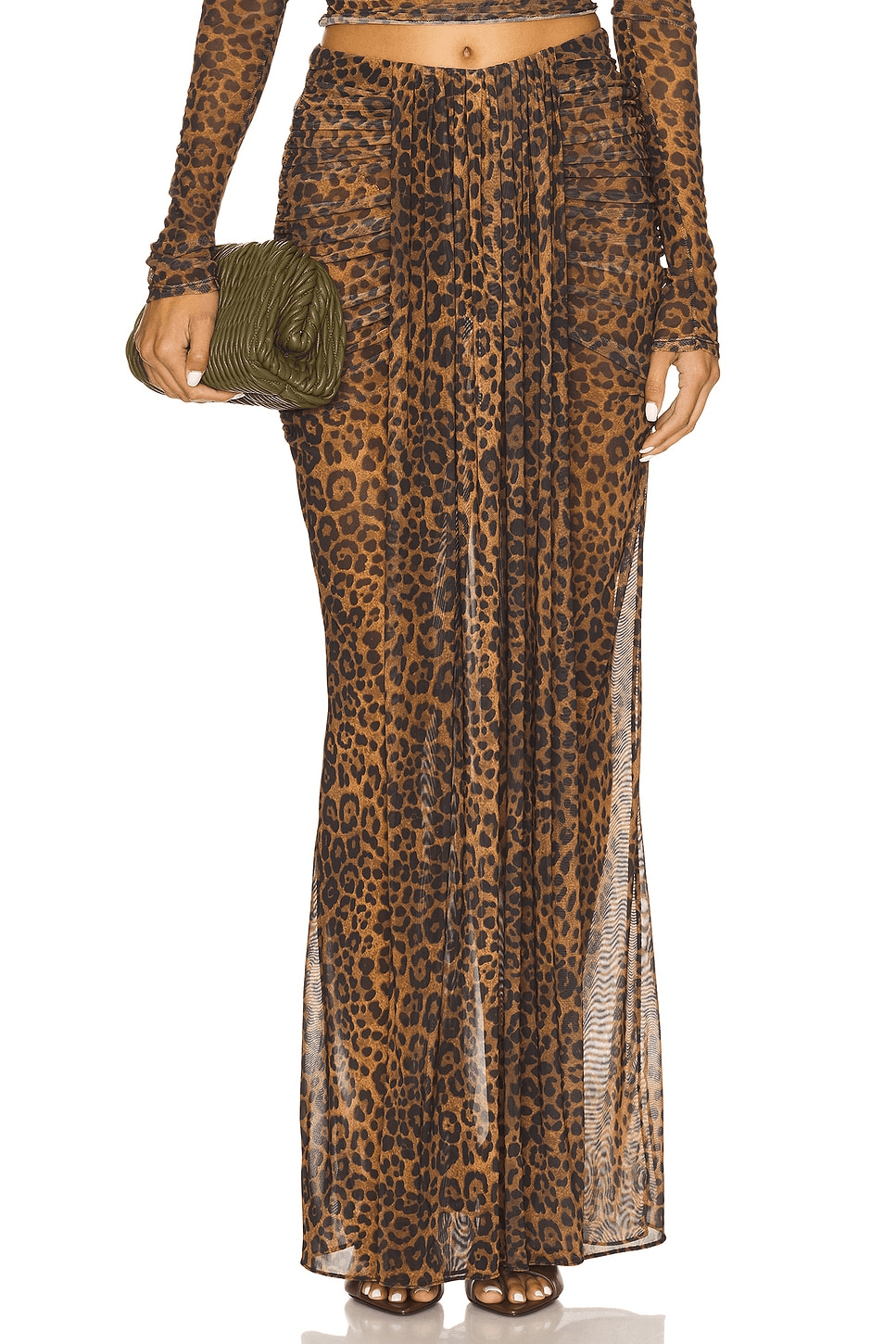 Printed Mesh Draped Skirt - Image 1