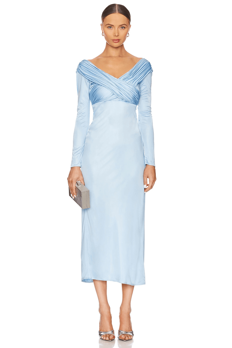 Long Sleeve Draped Jersey Dress - Image 1