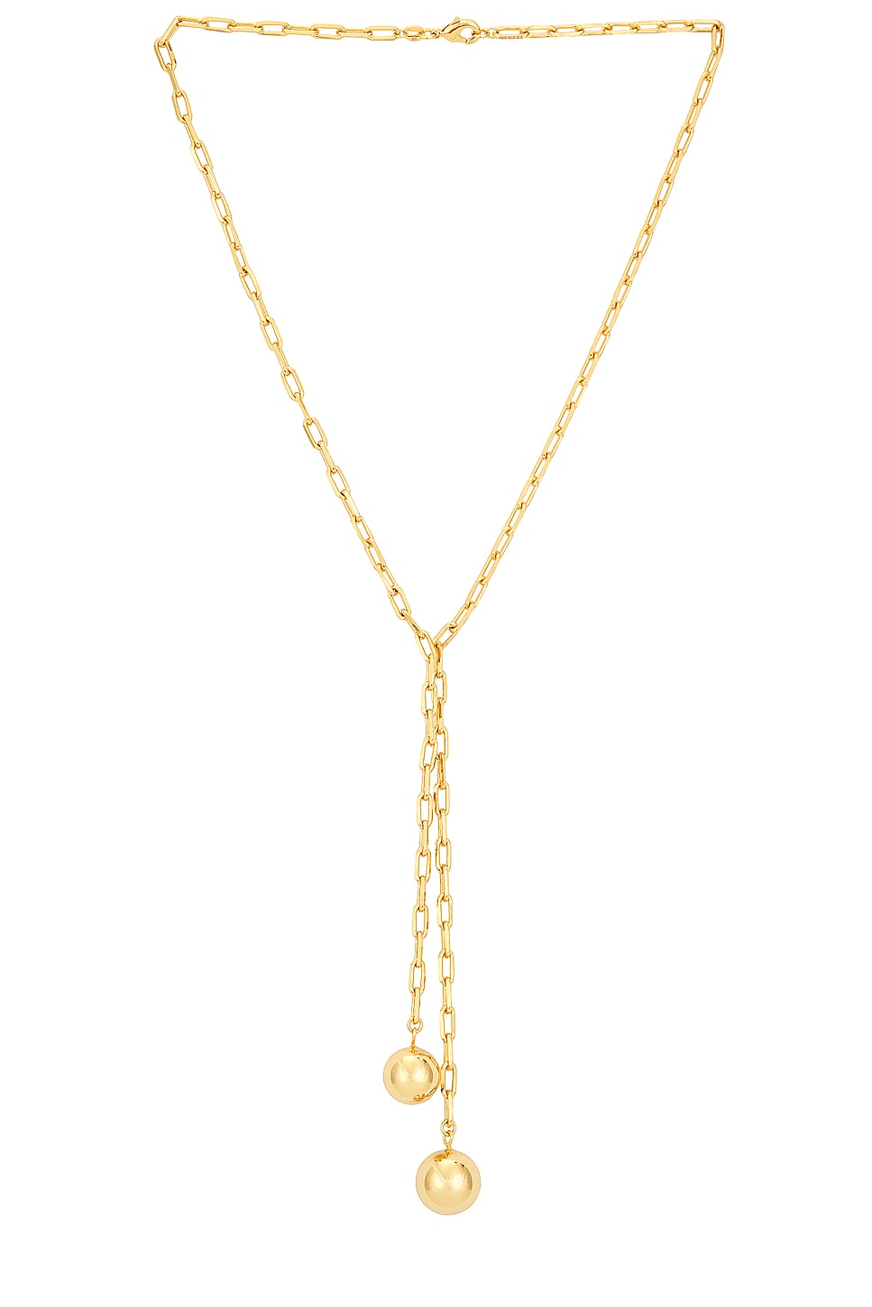 Double Ball Link Drop Lariat Necklace - Image 1
