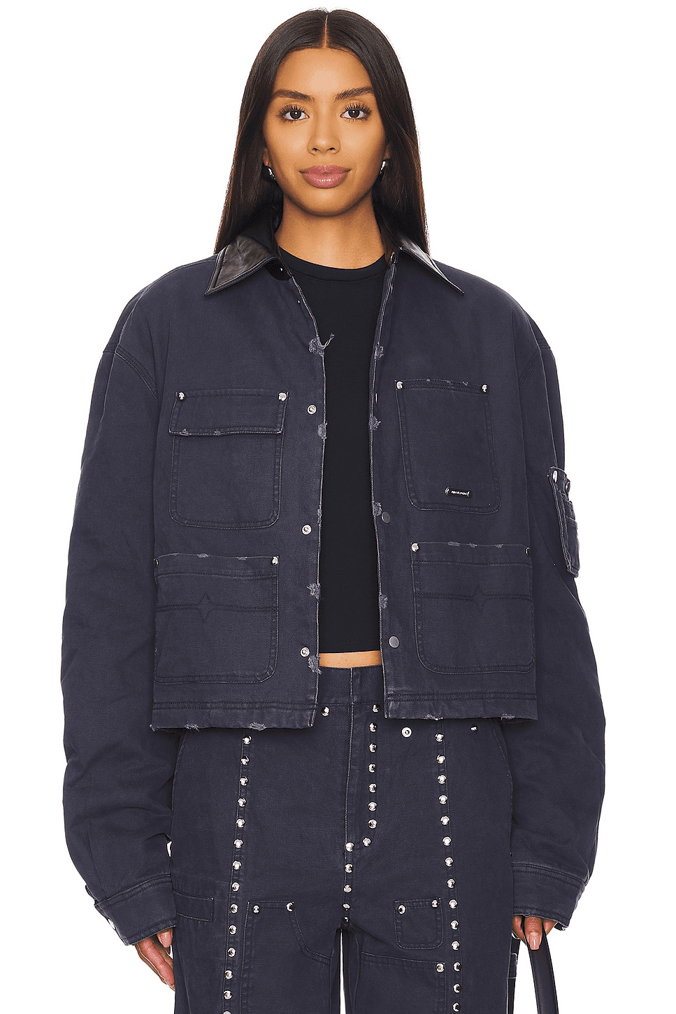Washed Cotton Quilted Cropped Jacket - Image 1