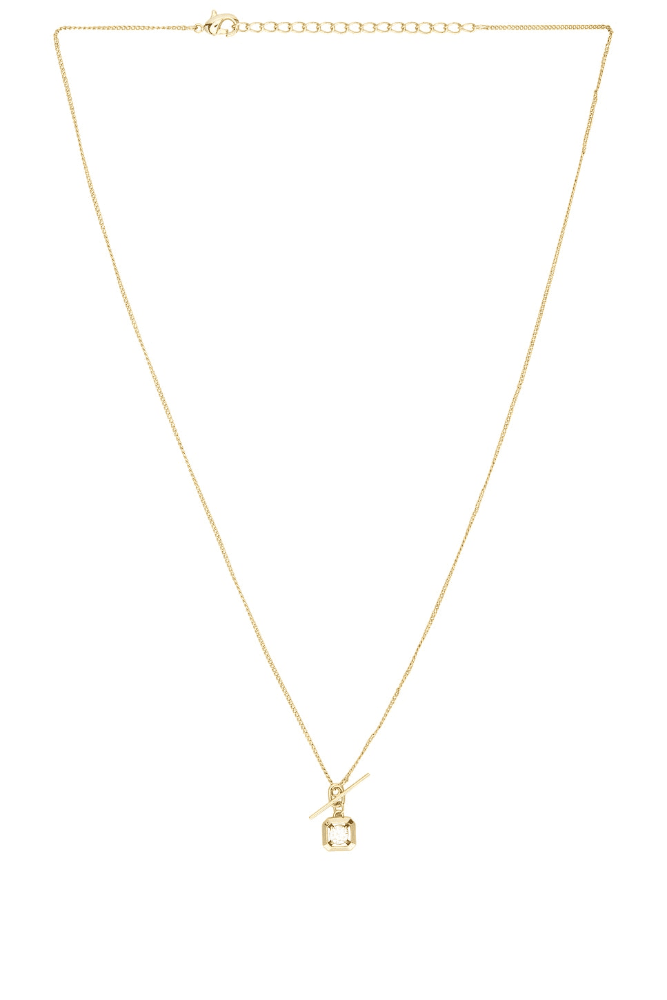 Square Solitaire Stone Toggle Charm Necklace - Image 1